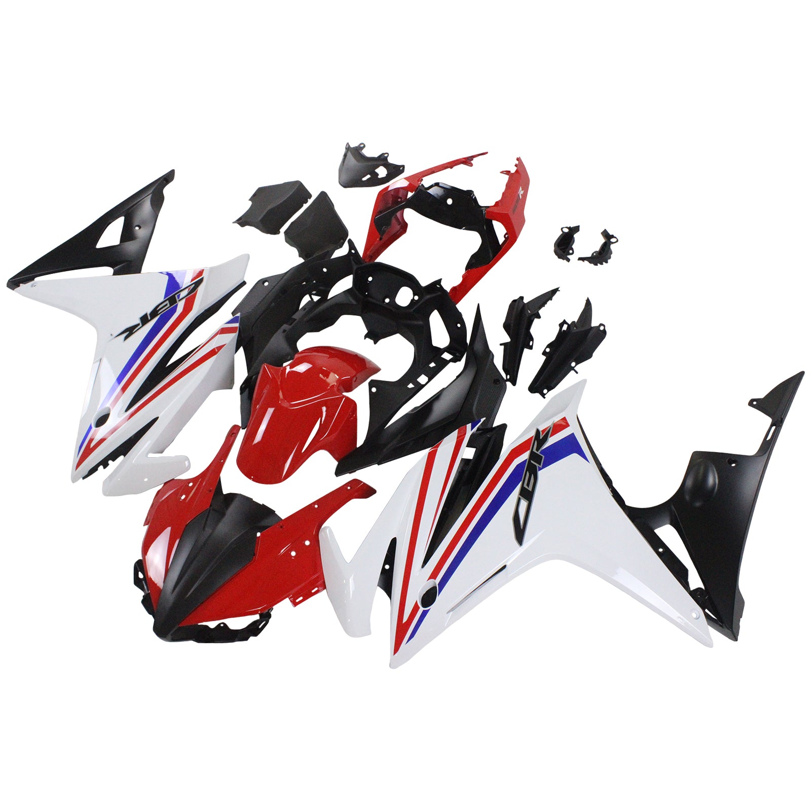 Amotopart 2016-2018 Honda CBR500R Kit de carénage blanc et rouge