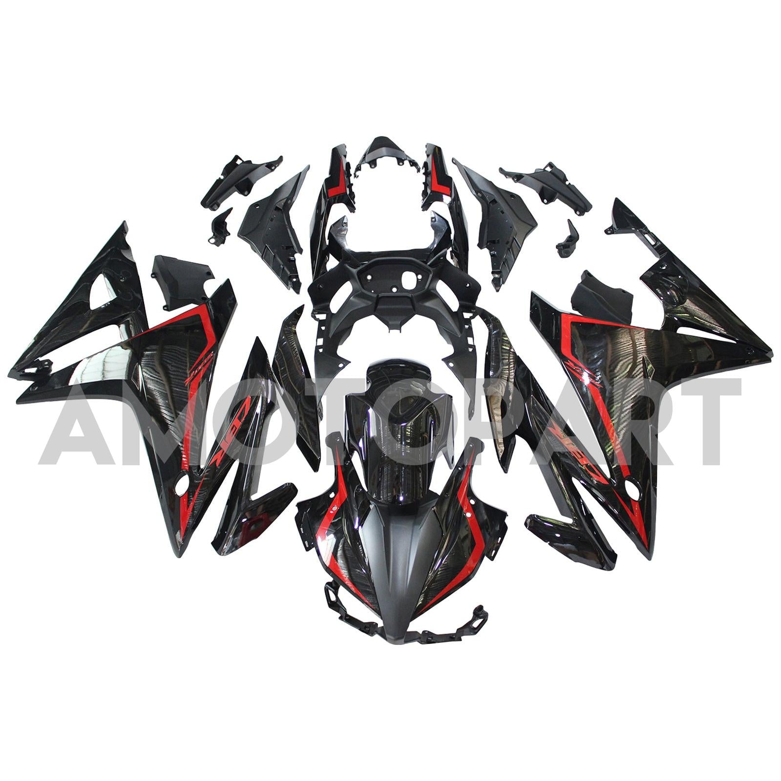 Amotopart 2016-2018 Honda CBR500R Schwarzes Rotverkleidungskit