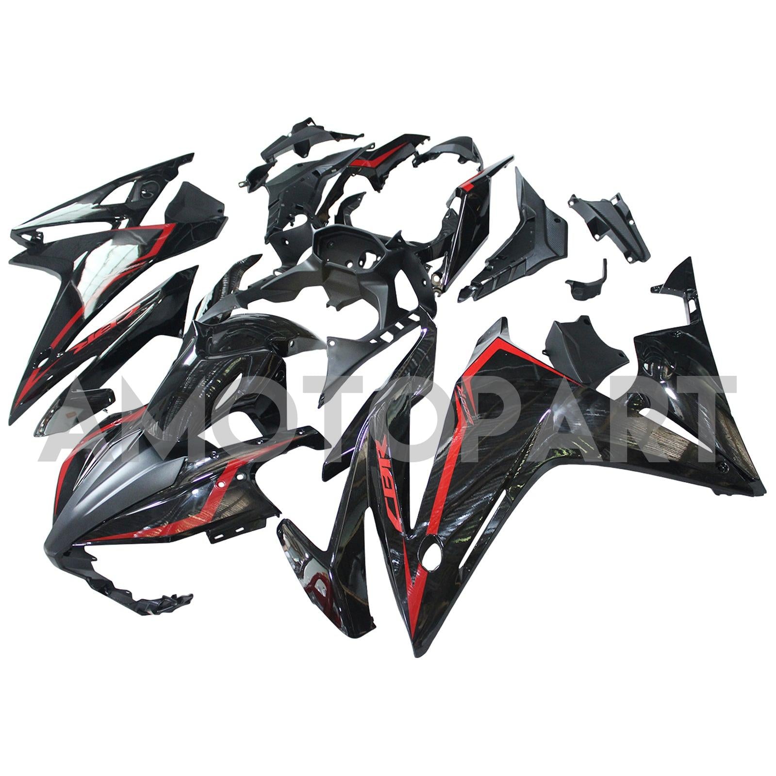 Amotopart 2016-2018 Honda CBR500R Schwarzes Rotverkleidungskit