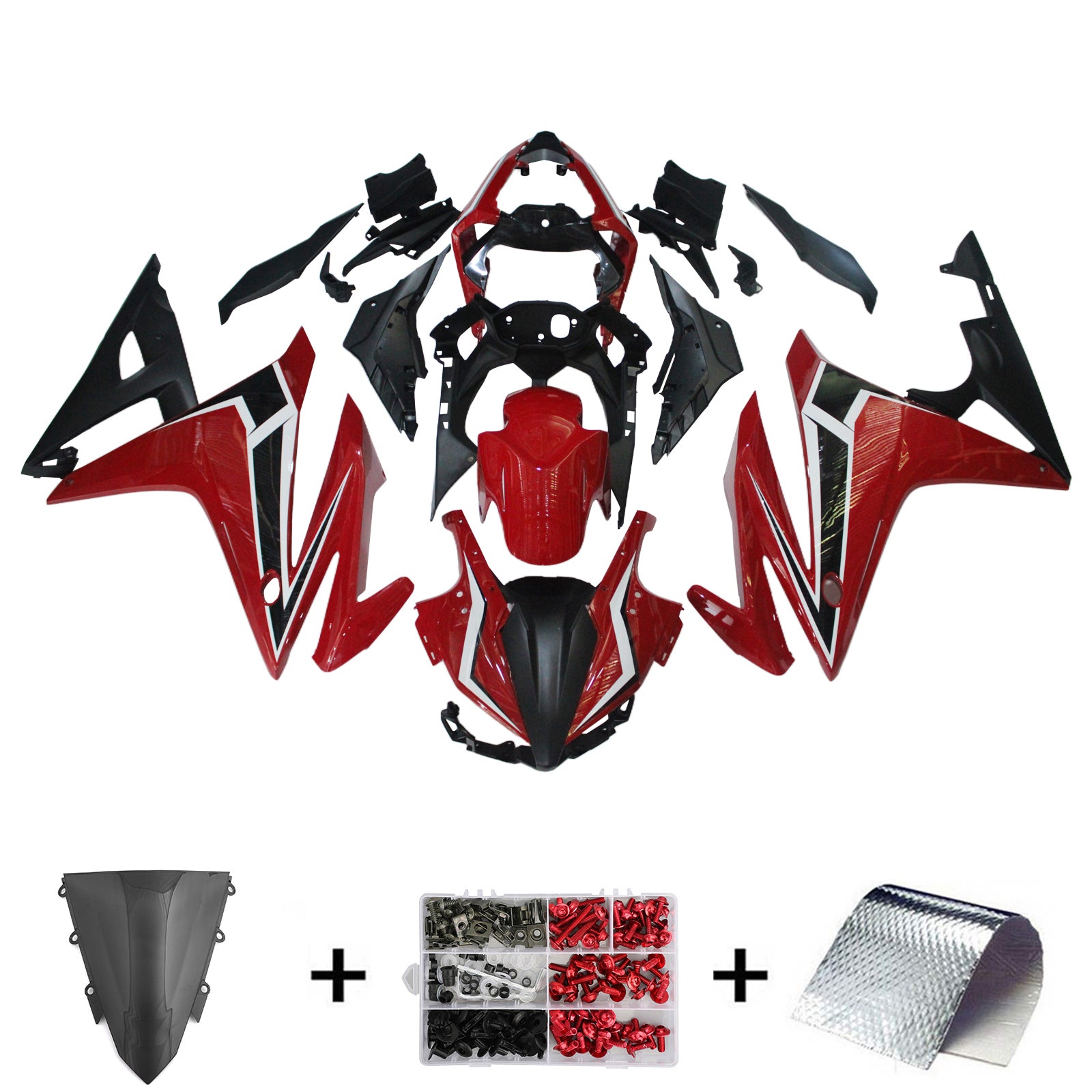 Amotopart 2016-2018 Honda CBR500R Red Black Fairing Kit