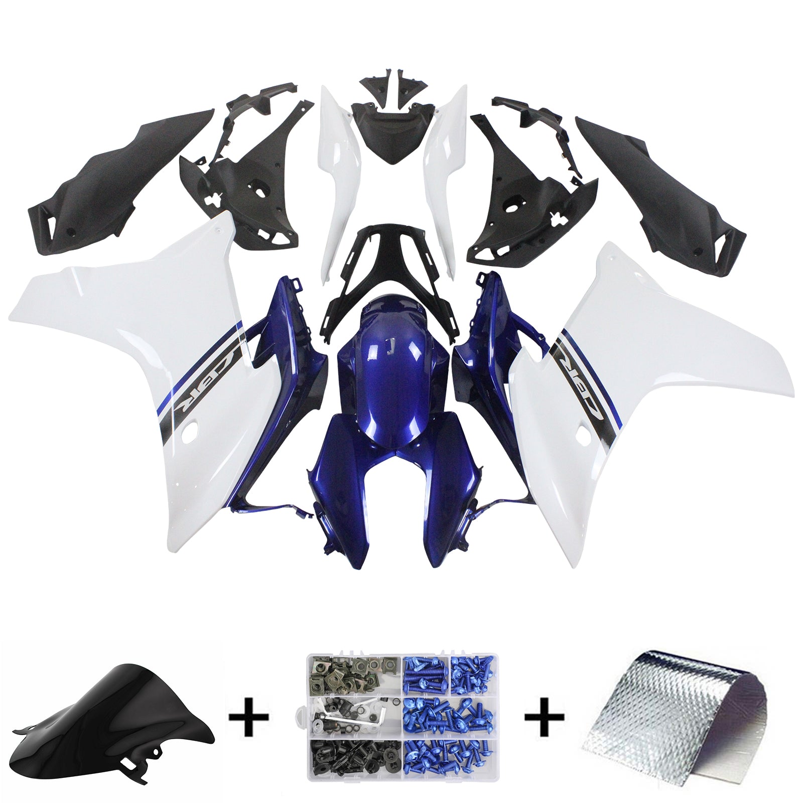 Amotopart 2011-2013 CBR600F Honda Kit de carenado azul y blanco