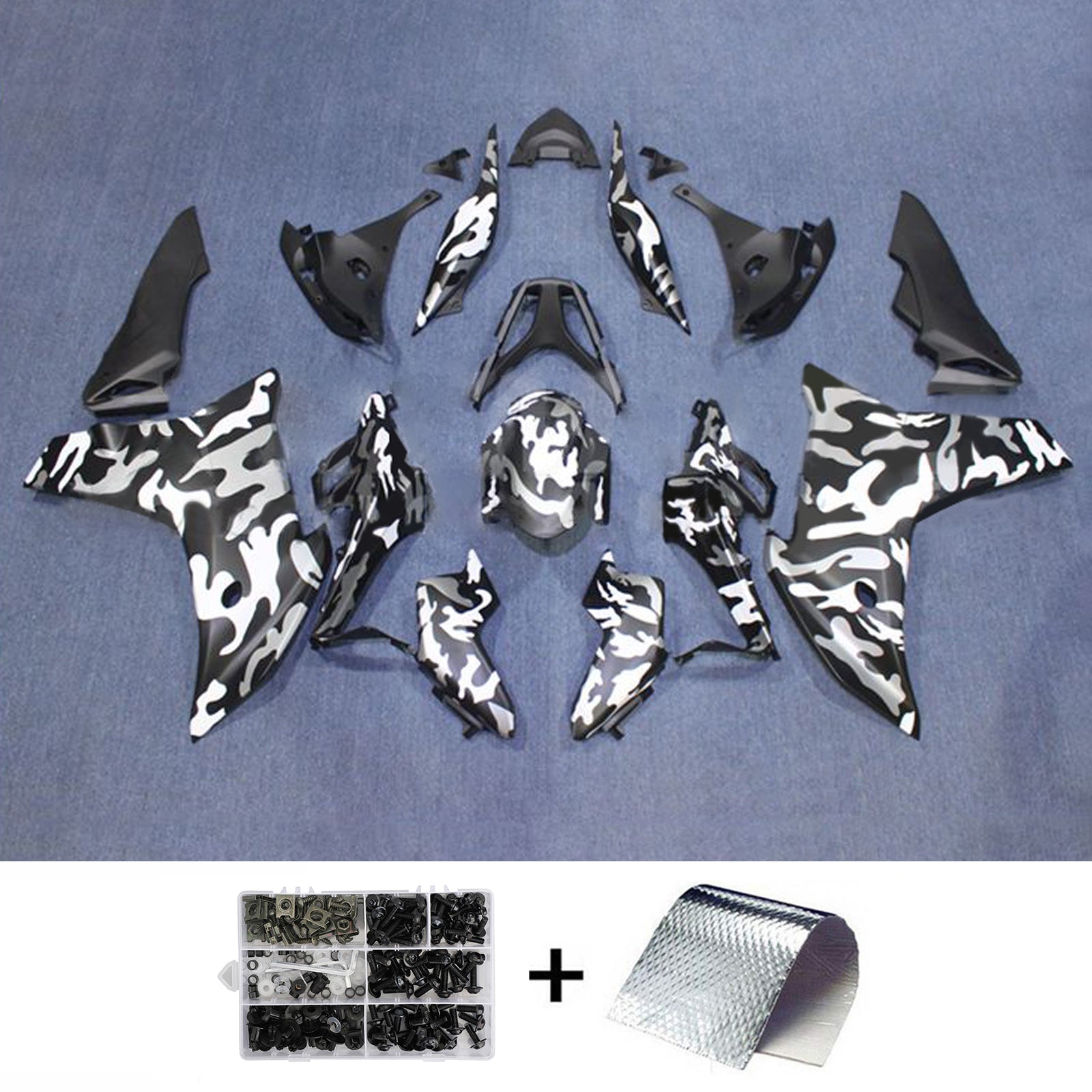 Amotopart 2011-2013 CBR600F Honda Camo Noir&Kit de carénage blanc