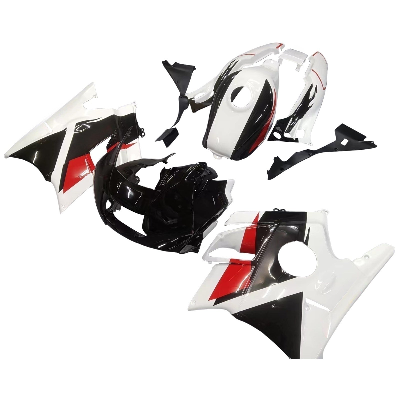 Amotopart Verkleidung für Honda CBR600 F2 (1991–1994), Weiß&Schwarzes Set