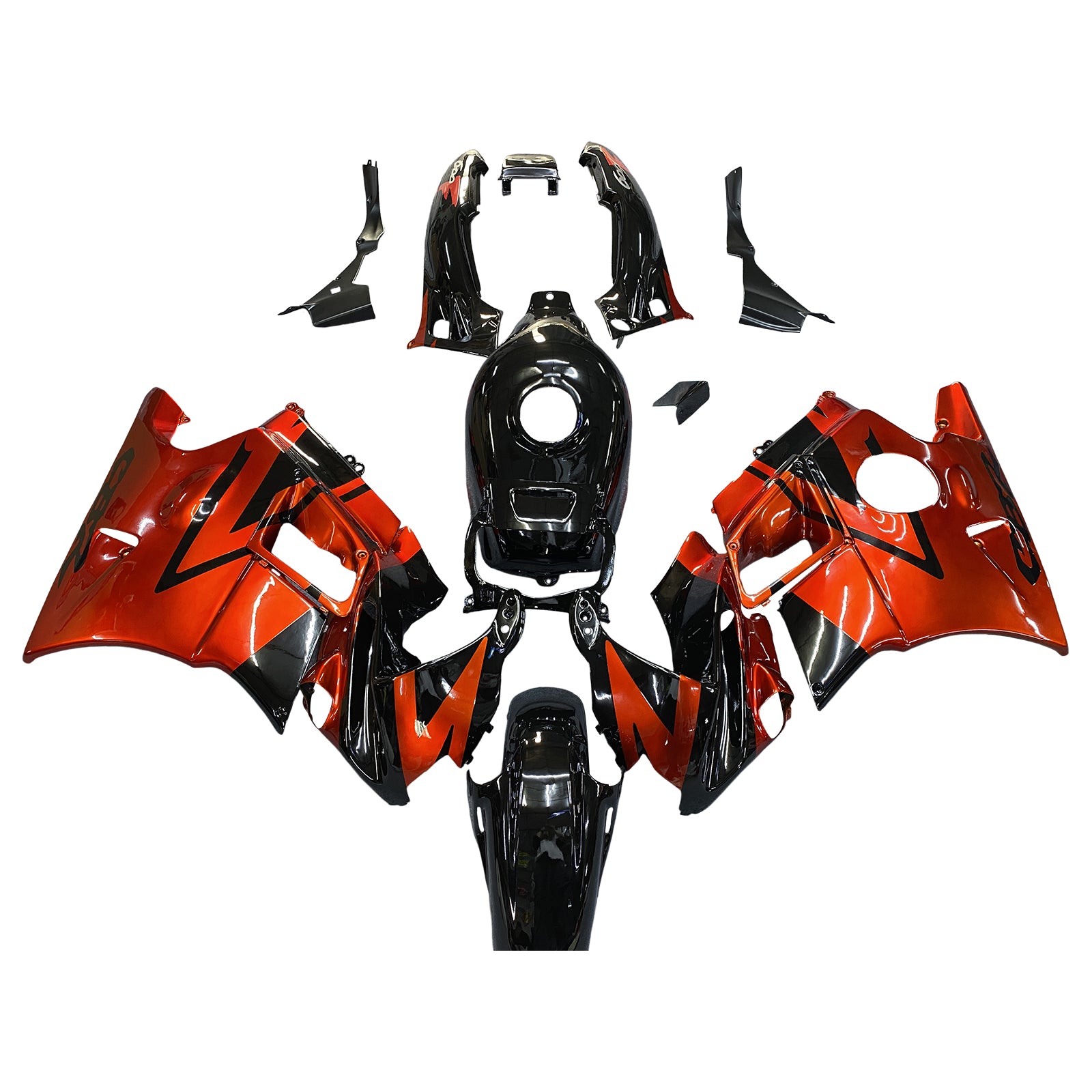 Amotopart 1991-1994 Honda CBR600 F2 Kit de carenado naranja oscuro y negro