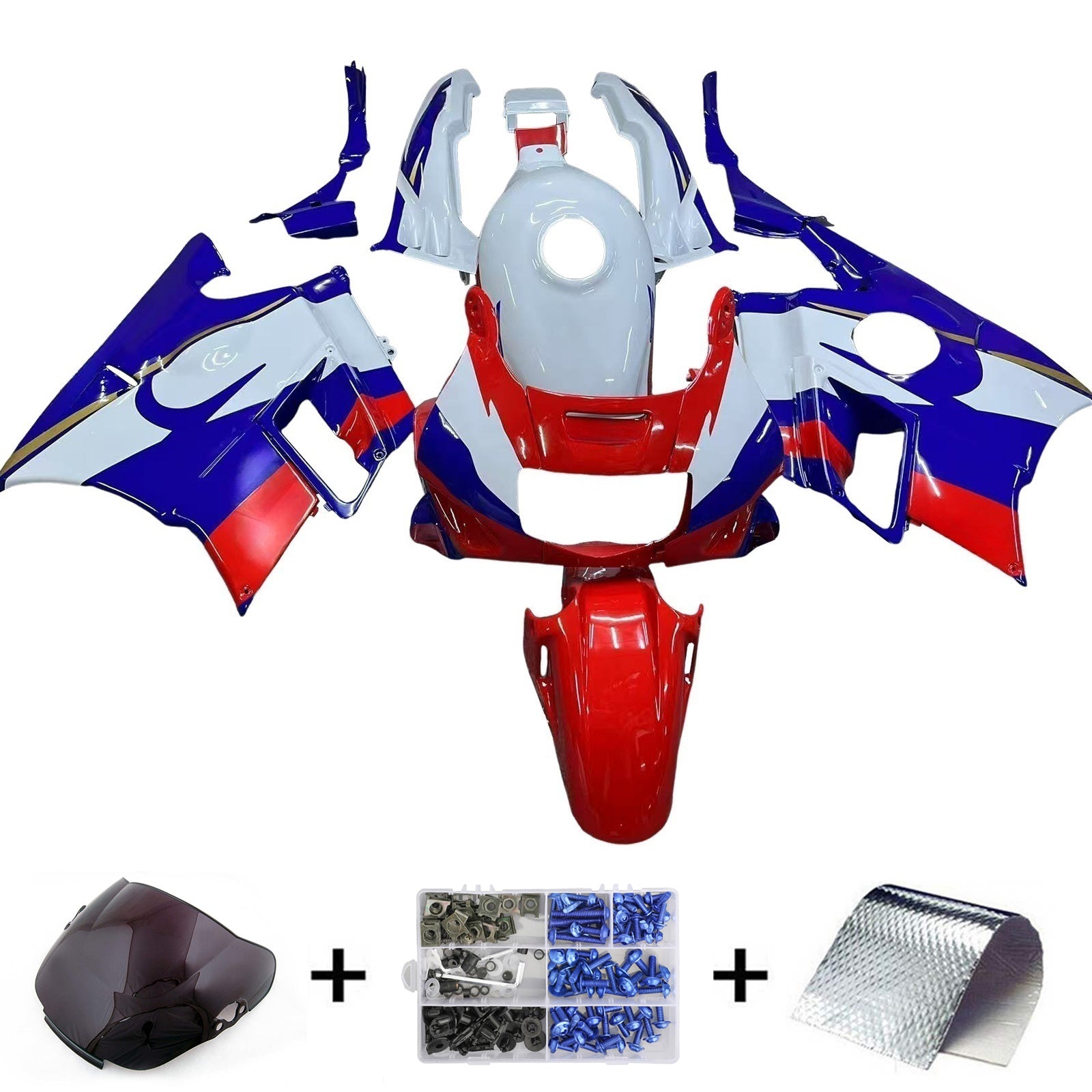 Amotopart 1991-1994 Honda CBR600 F2 White Blue Red Fairing Kit