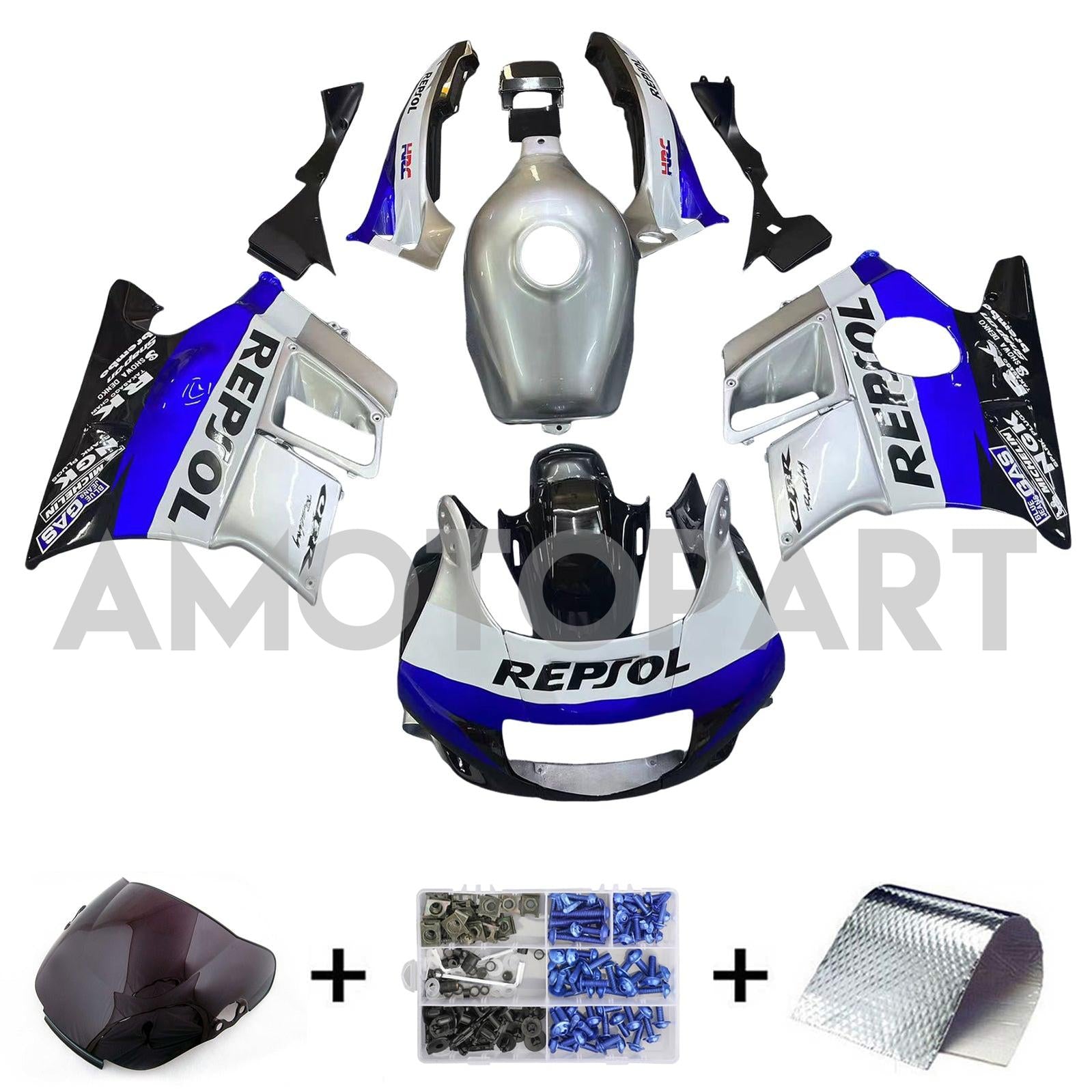Amotopart 1991-1994 Honda CBR600 F2 Gray White Black Fairing Kit