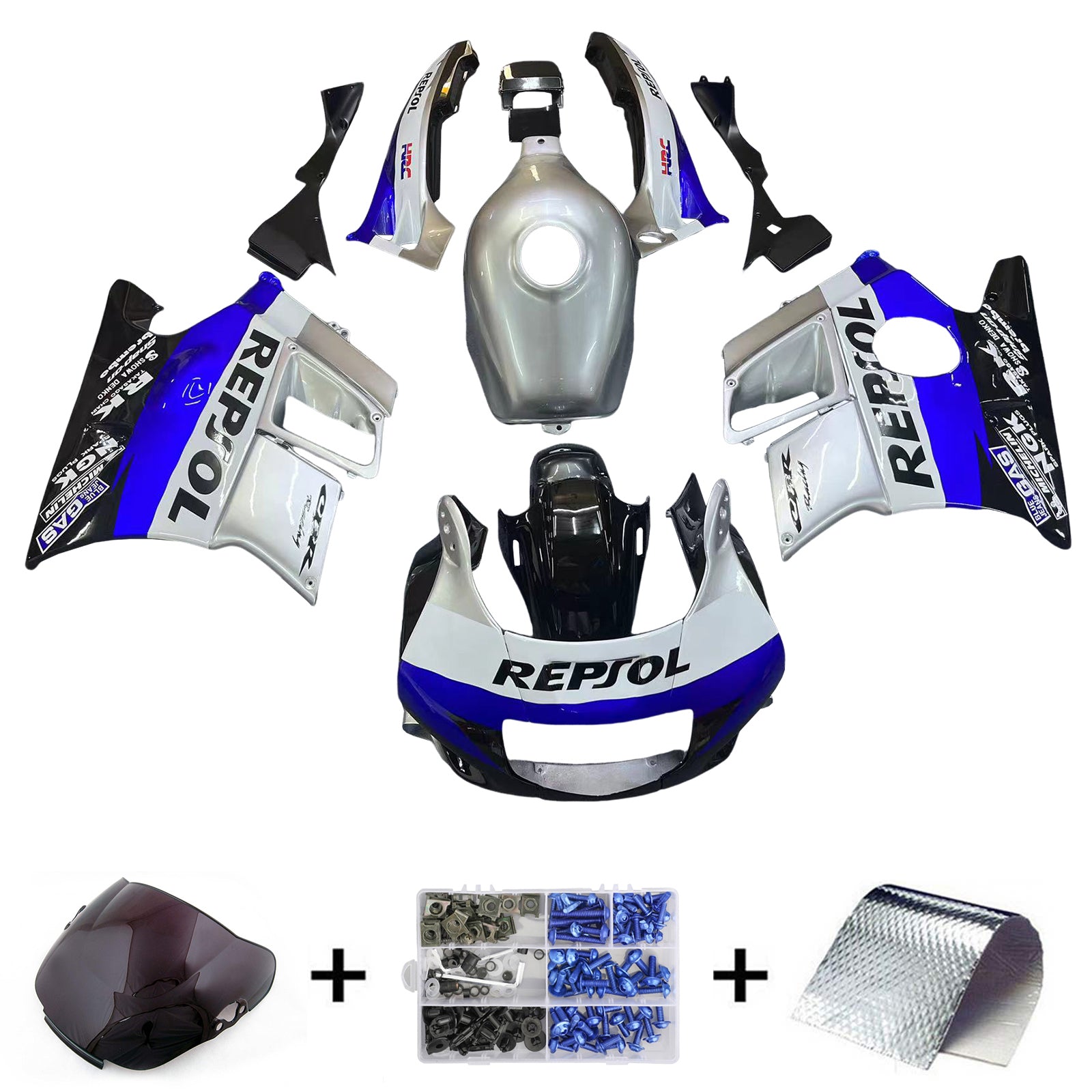Amotopart 1991-1994 Honda CBR600 F2 Gray White Black Fairing Kit