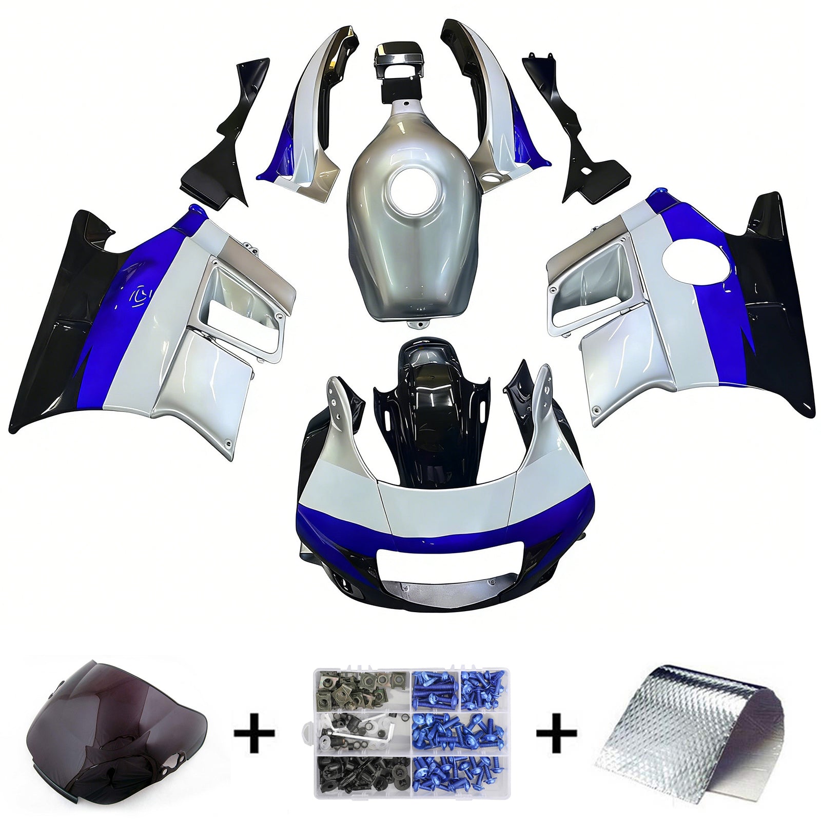 Amotopart 1991-1994 Honda CBR600 F2 Kit de carenado gris blanco negro