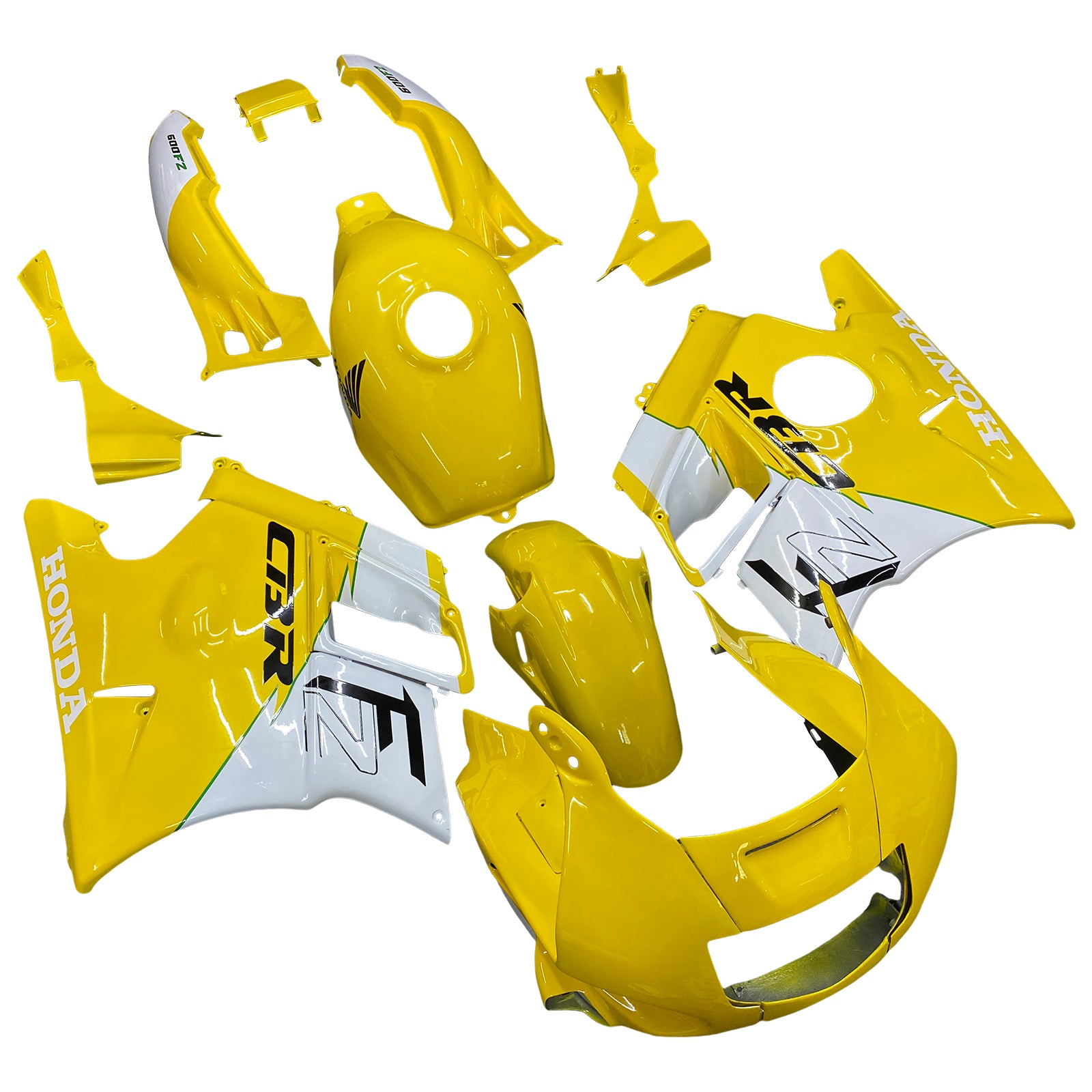 Amotopart 1991-1994 Honda CBR600 F2 Yellow White Fairing Kit