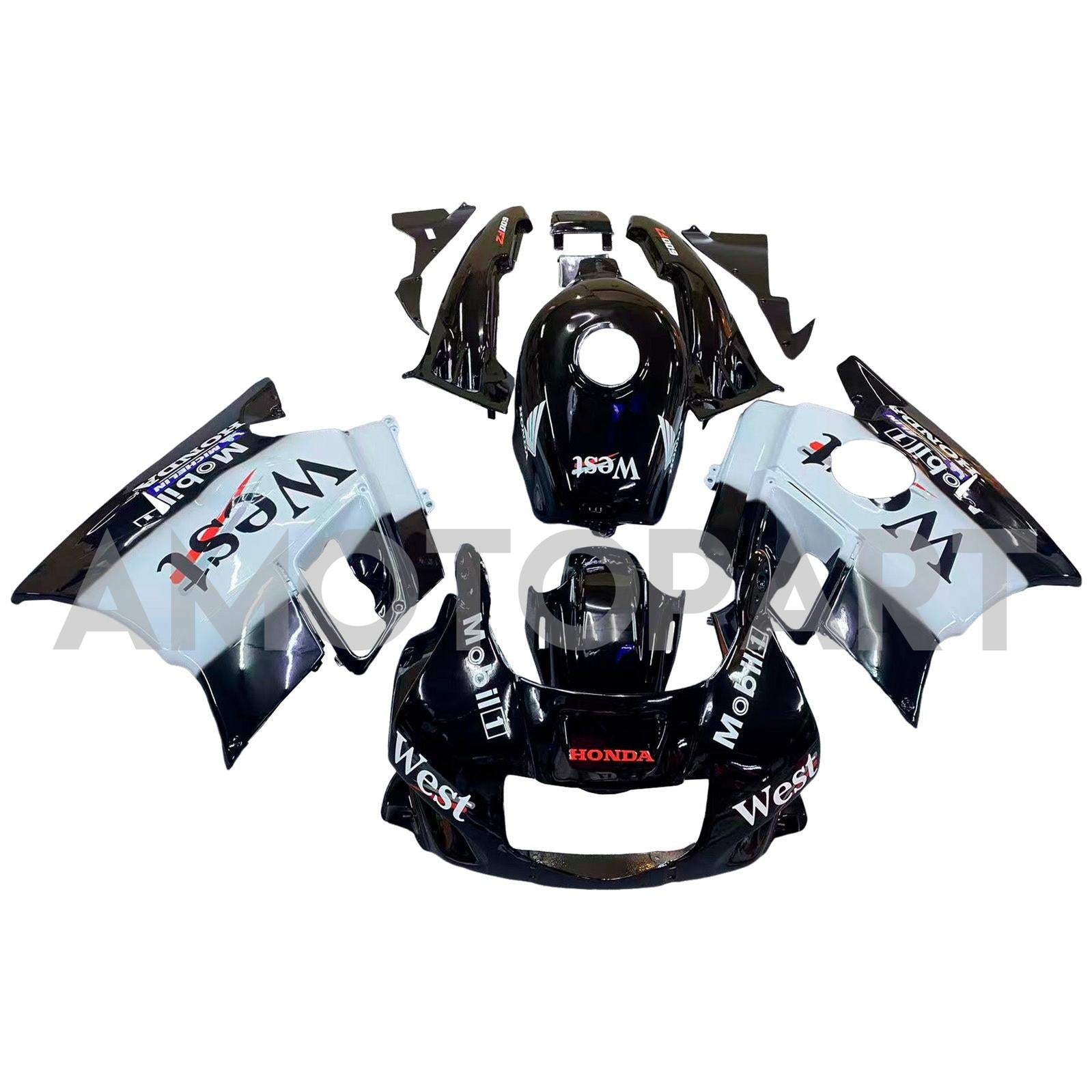 Amotopart 1991-1994 Honda CBR600 F2 Black White Fairing Kit