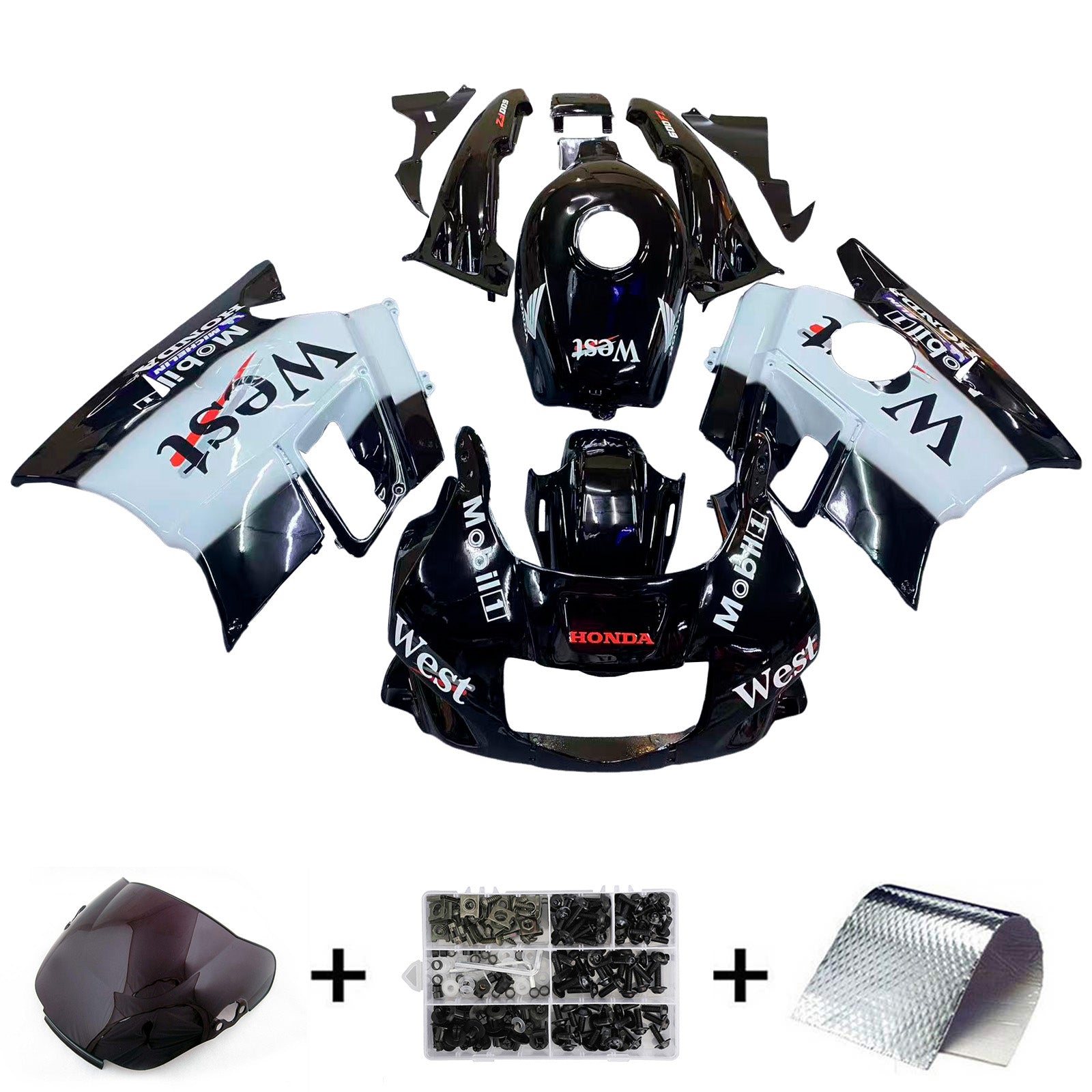 Amotopart 1991-1994 Honda CBR600 F2 Black White Realing Kit