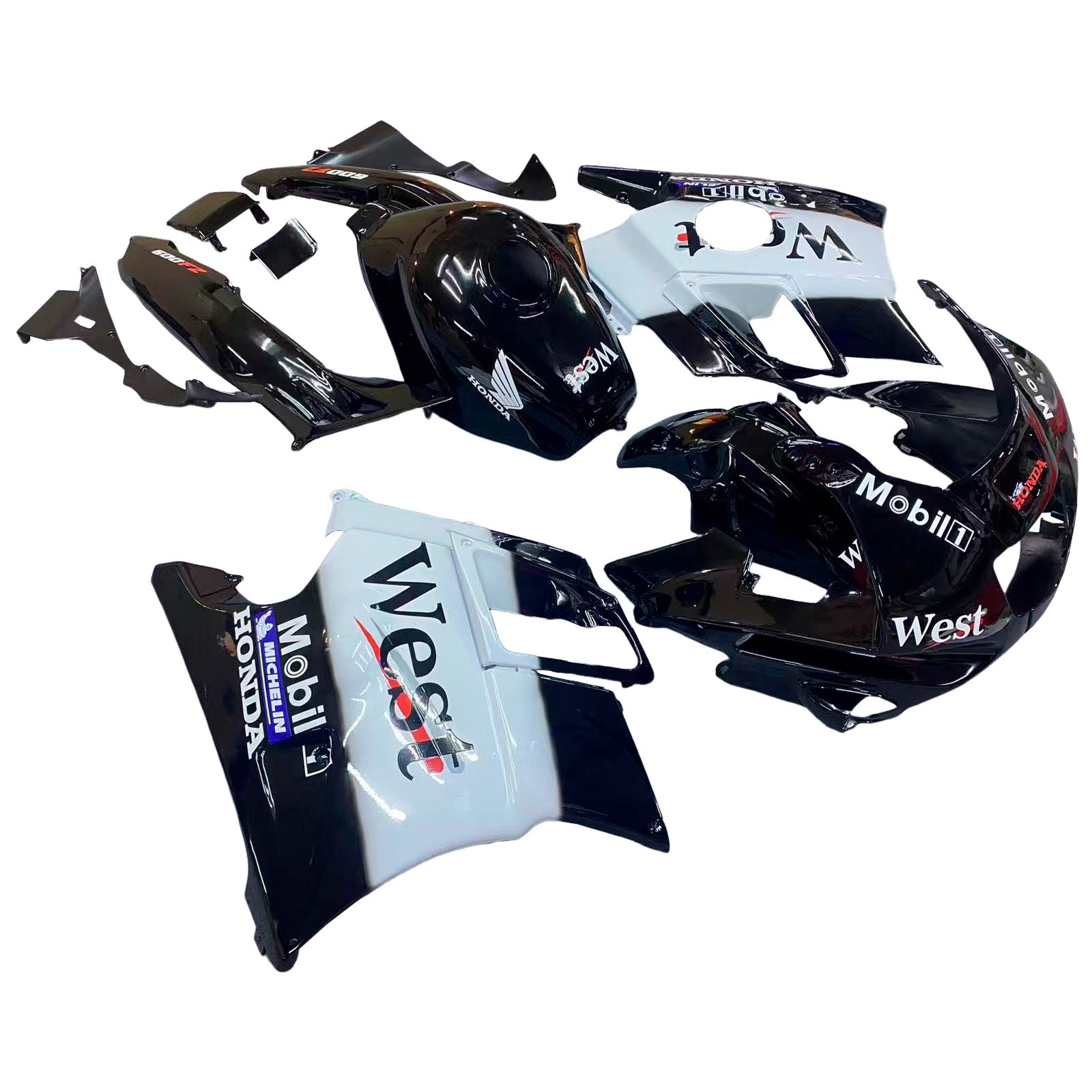 Amotopart 1991-1994 Honda CBR600 F2 Black White Fairing Kit