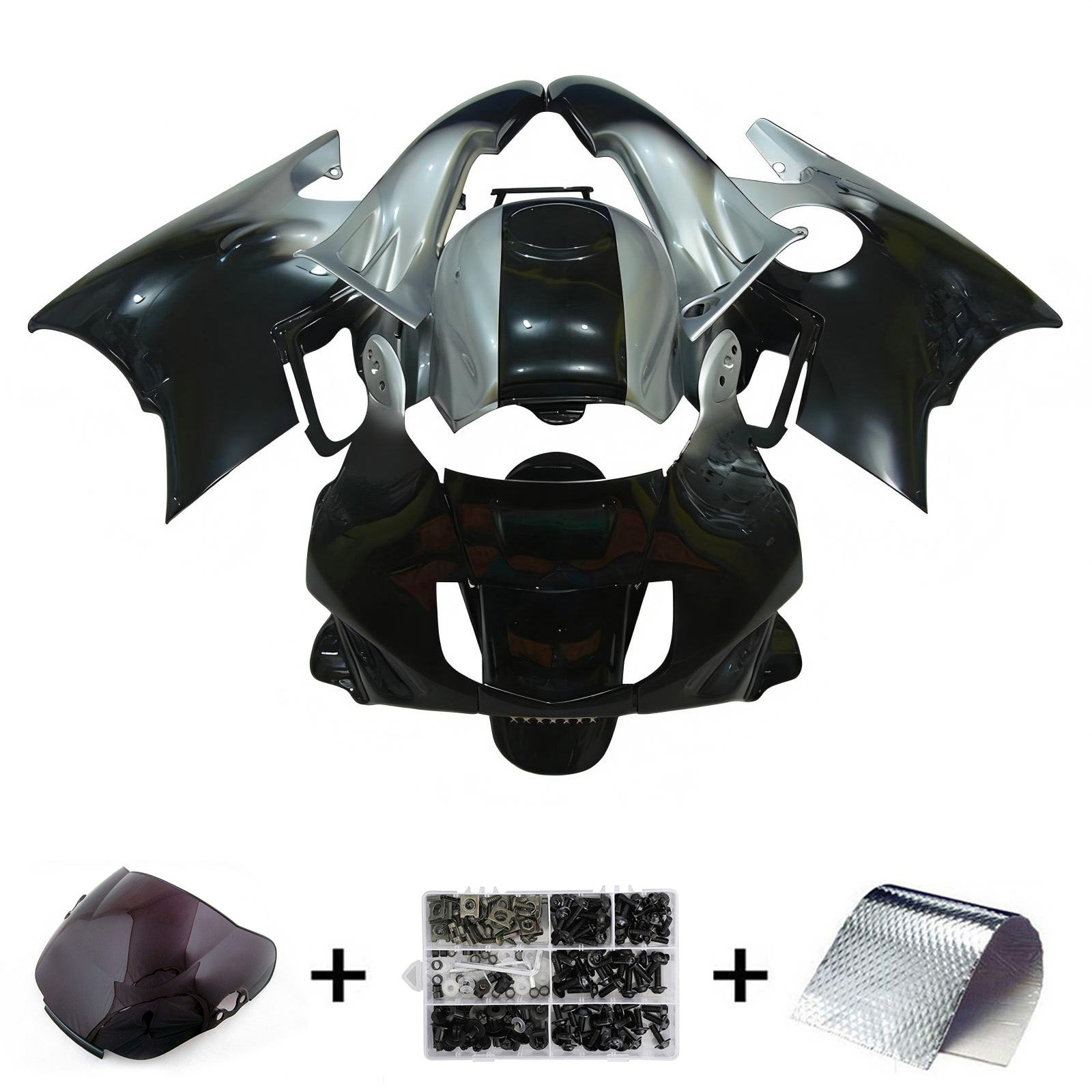 Amotopart 1991-1994 Honda CBR600 F2 Kit de carenado negro gris