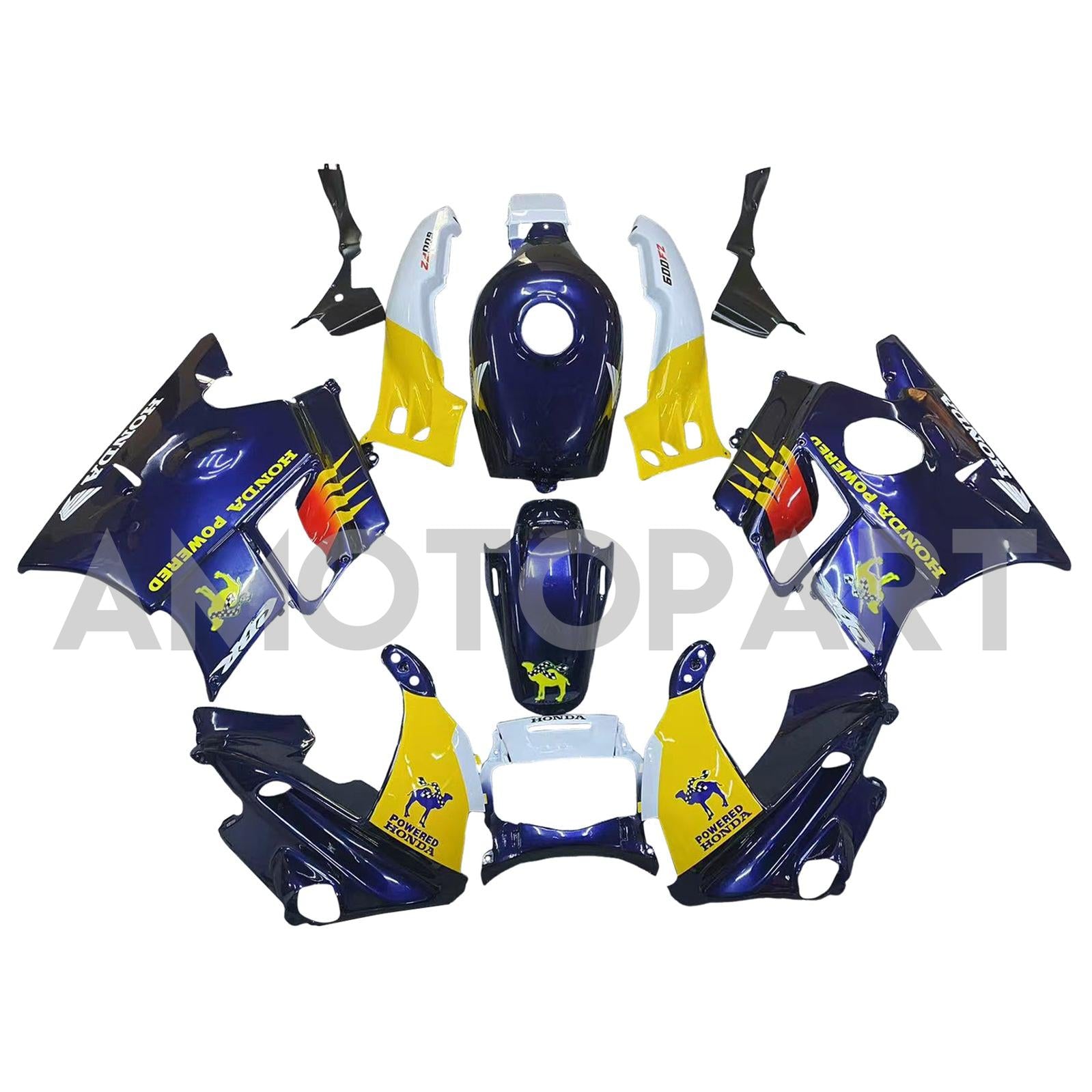 Amotopart 1991-1994 Honda CBR600 F2 Black White Yellow Fairing Kit