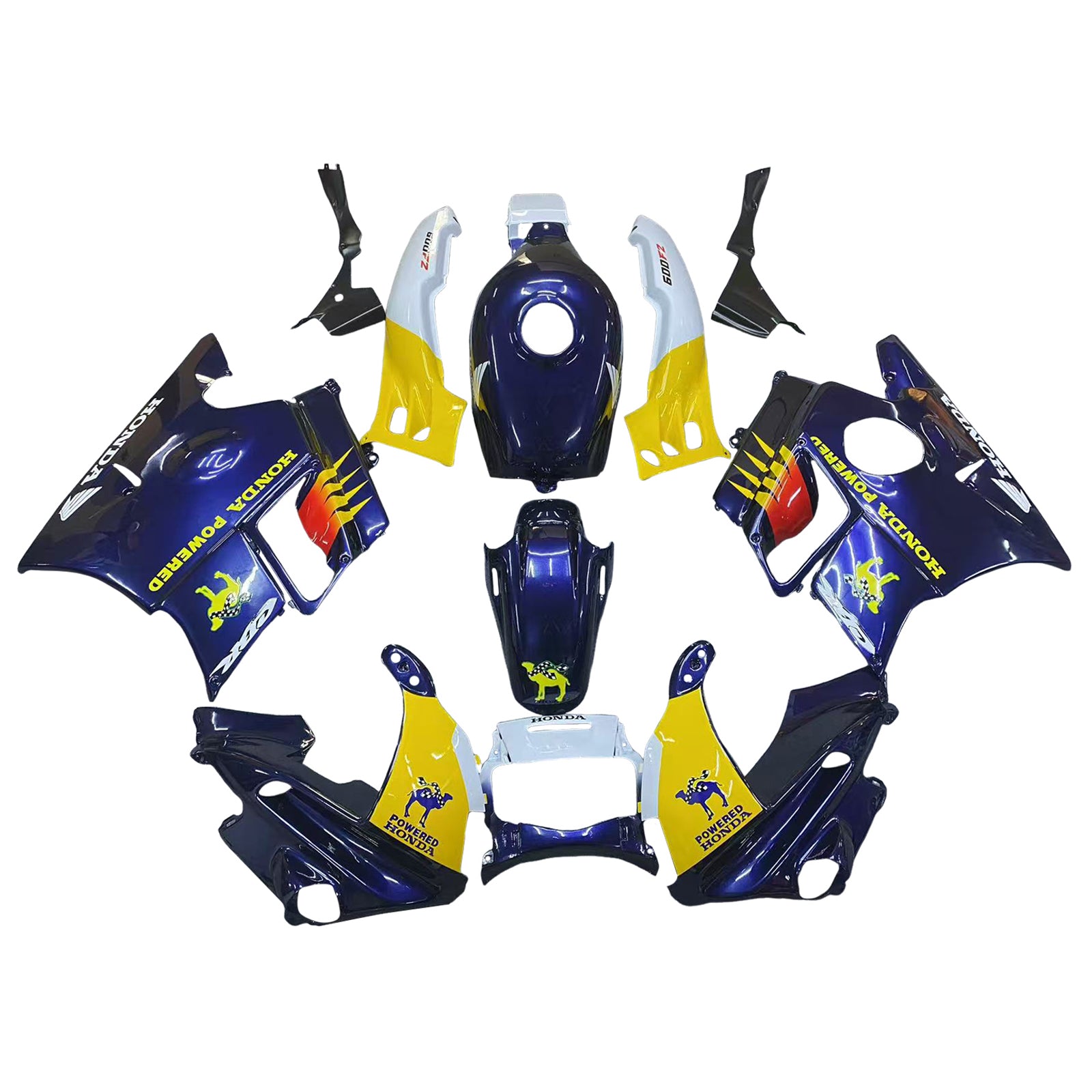 Amotopart 1991-1994 Honda CBR600 F2 Black White Yellow Fairing Kit