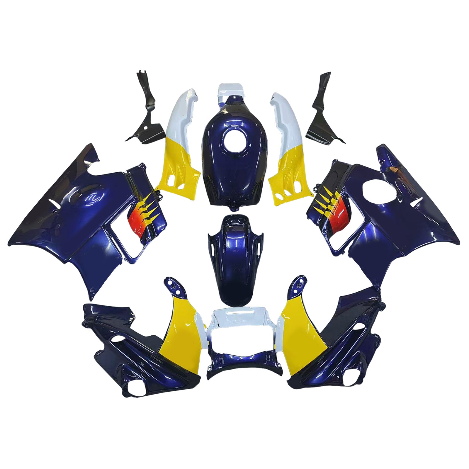 Amotopart 1991-1994 ホンダ CBR600 F2 ブラック ホワイト イエロー フェアリングキット