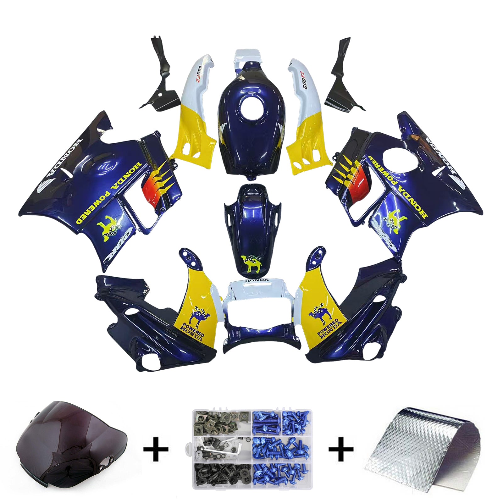 Amotopart 1991-1994 Honda CBR600 F2 Black White Yellow Fairing Kit