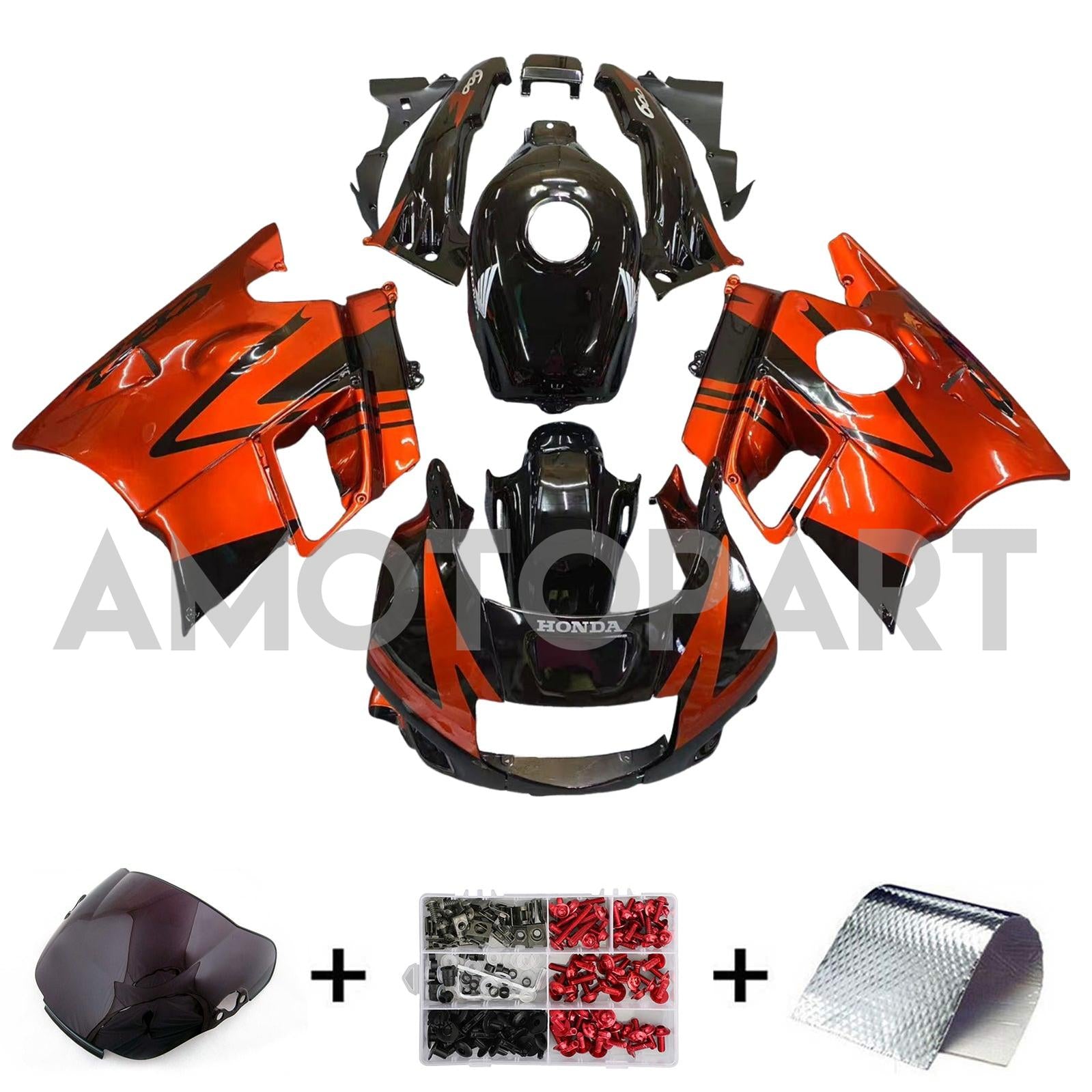 Amotopart 1991-1994 Honda CBR600 F2 Black Red Fairing Kit