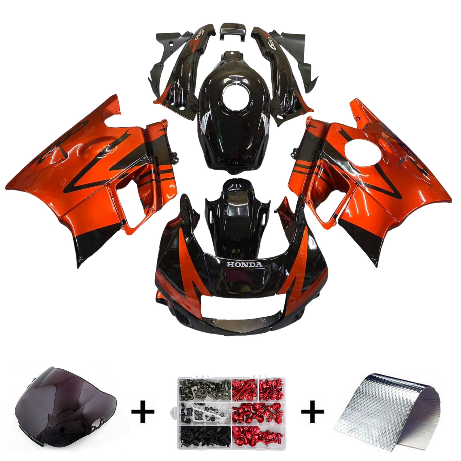 Amotopart 1991-1994 Honda CBR600 F2 Black Red Fairing Kit