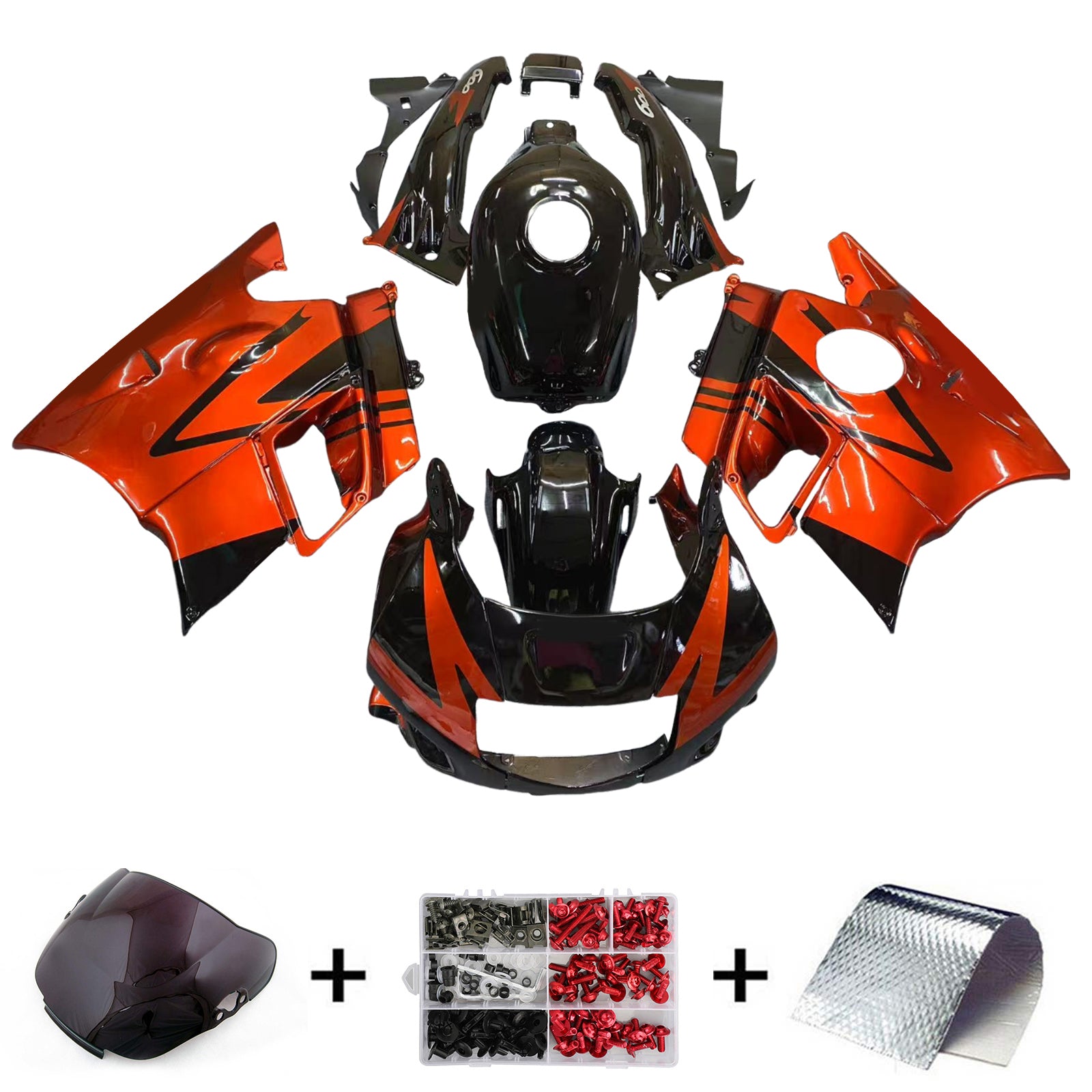 Amotopart 1991-1994 Honda CBR600 F2 Kit de carenado negro rojo