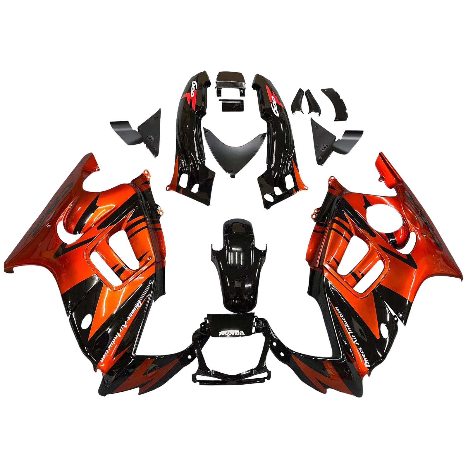 Amotopart 1995-1996 Honda CBR600 F3 Kit de carénage noir et orange foncé