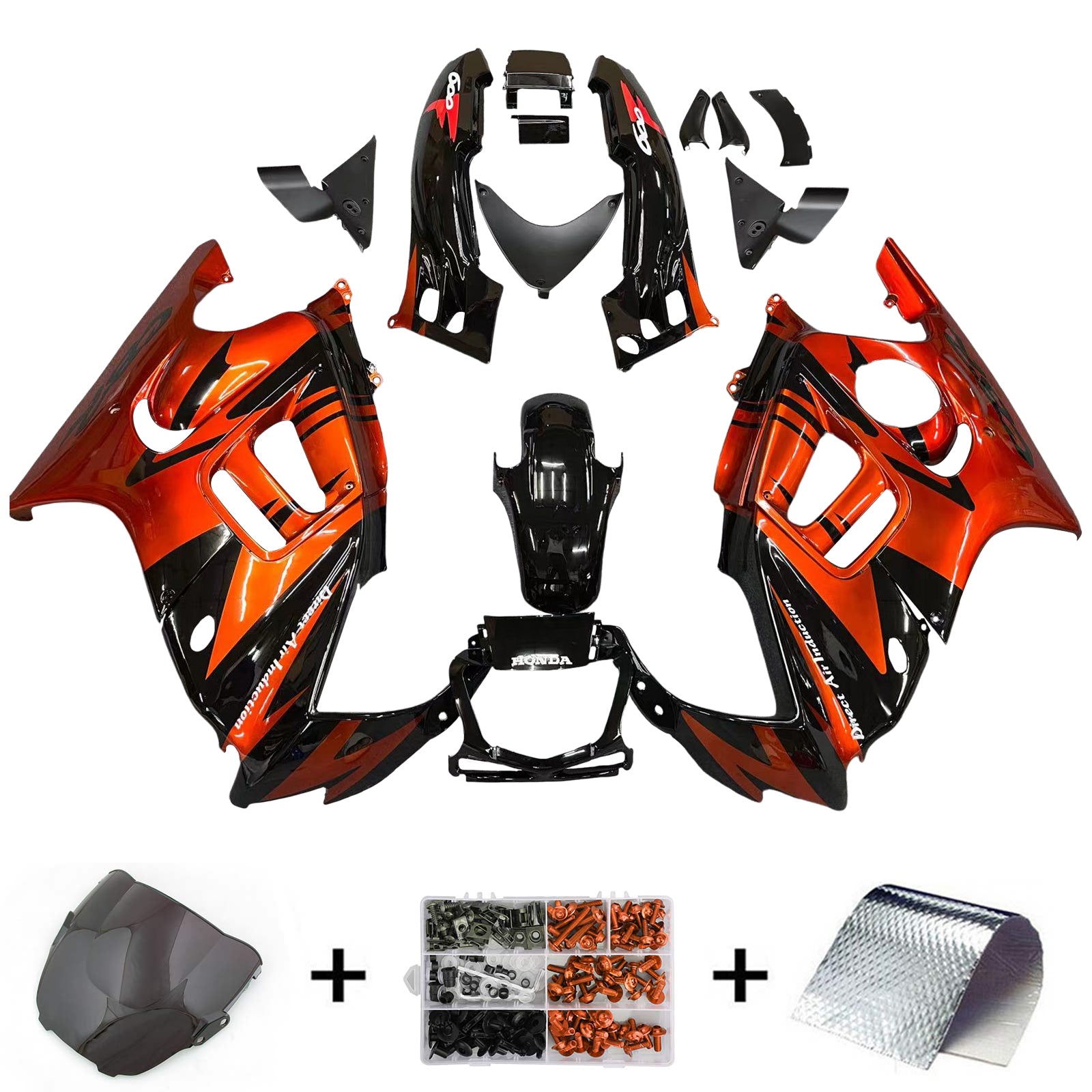 Amotopart 1995-1996 Honda CBR600 F3 Kit de carénage noir et orange foncé