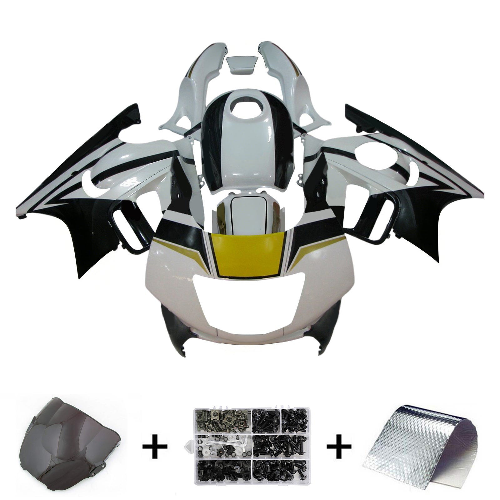 Amotopart 1995-1996 Honda CBR600 F3 Kit de carenado blanco negro