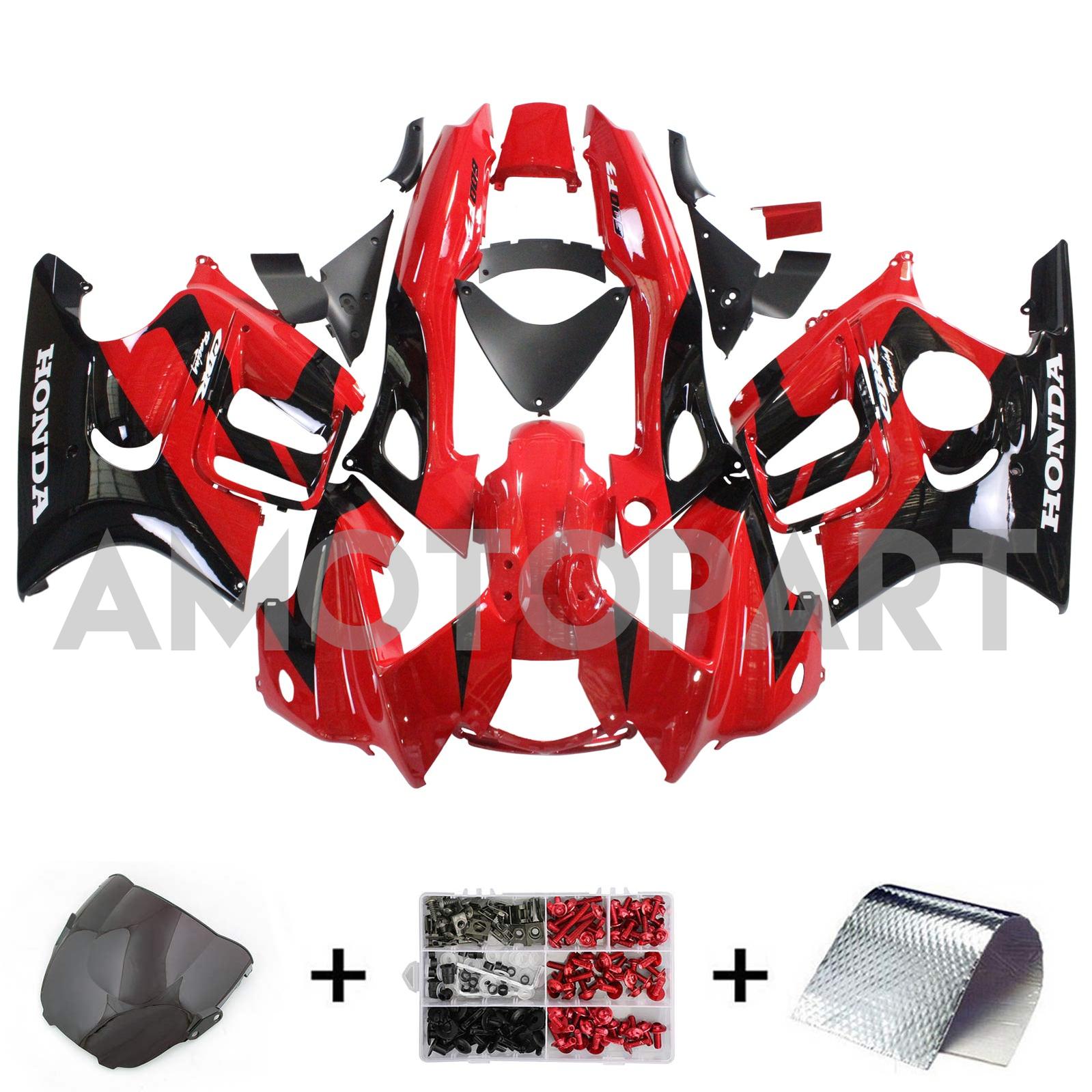 Amotopart 1997-1998 Honda CBR600 F3 Fairing Black&Red Style2 Kit