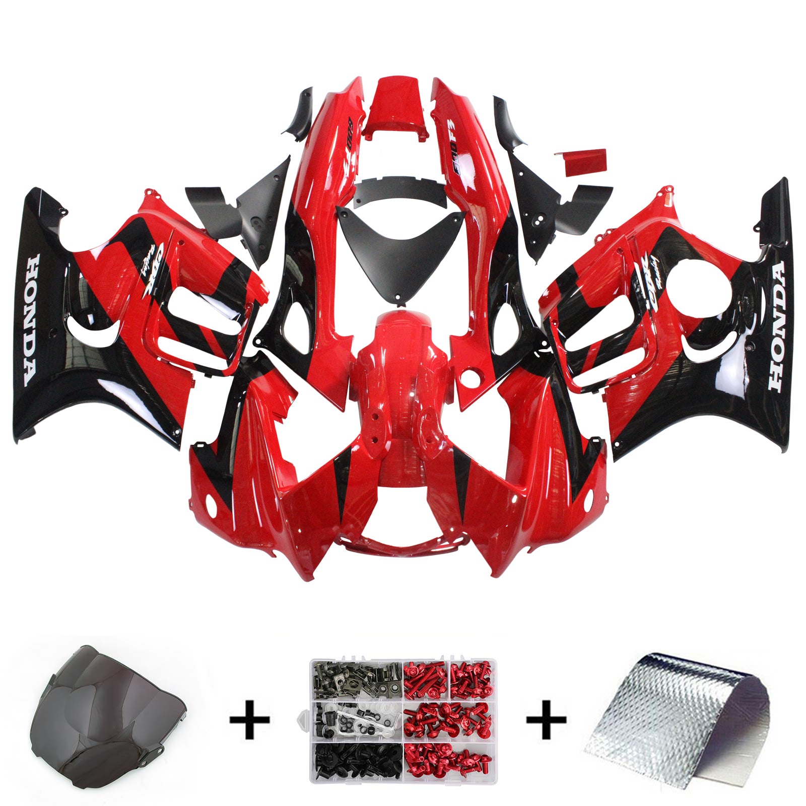 Amotopart 1997-1998 Honda CBR600 F3 Kit de carenado negro y rojo Style2