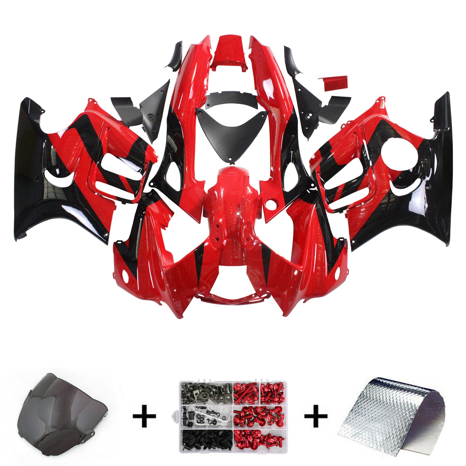 Amotopart 1997-1998 Honda CBR600 F3 Fairing Black&Red Style2 Kit