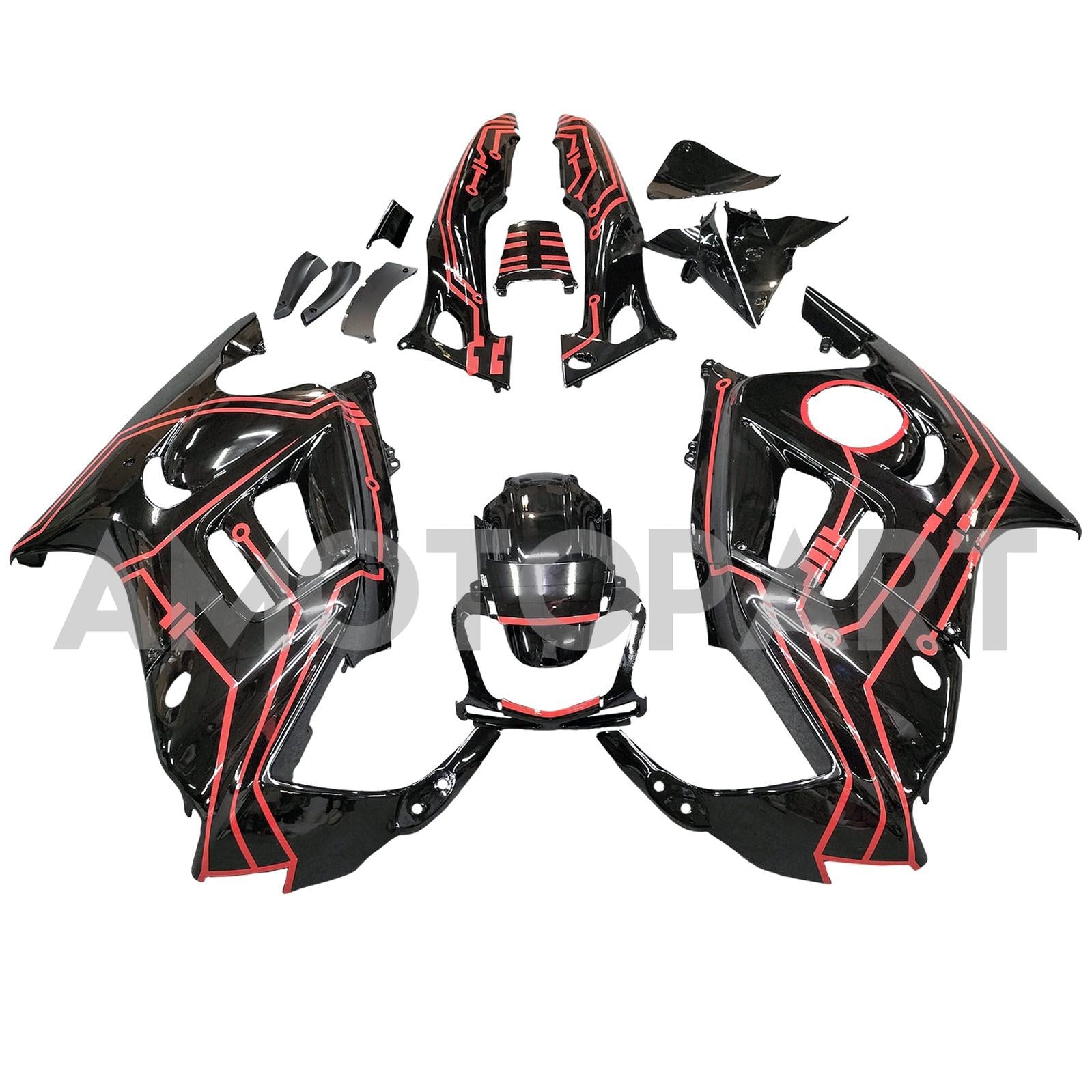 Amotopart 1997-1998 Honda CBR600 F3 Fairing Black & Red Style3 Kit