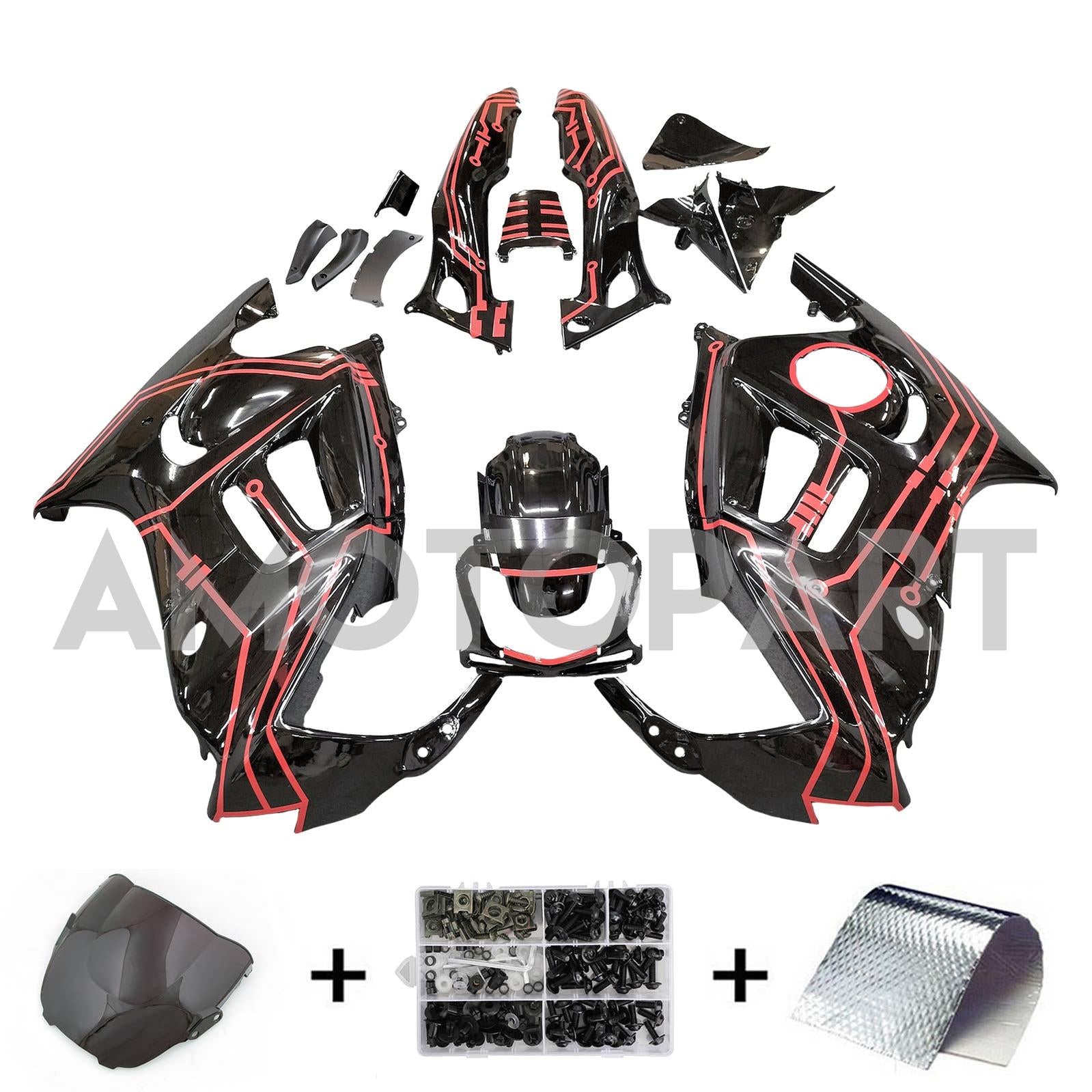 Amotopart 1997-1998 Honda CBR600 F3 Fairing Black & Red Style3 Kit