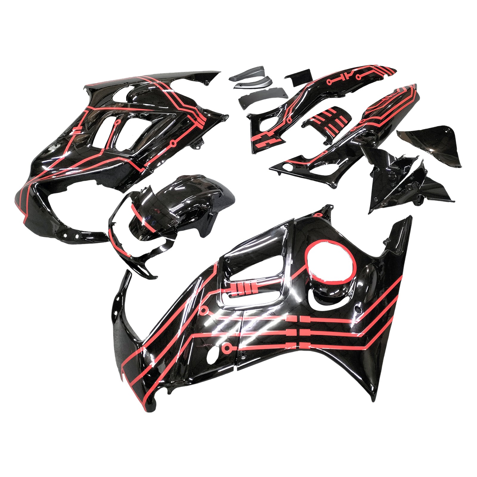 Amotopart 1997-1998 Honda CBR600 F3 Fairing Black & Red Style2 Kit