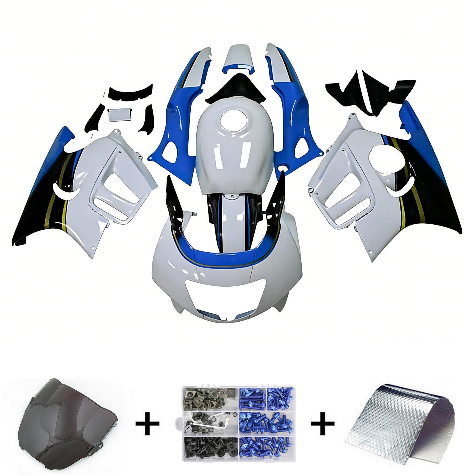 Amotopart 1997-1998 Honda CBR600 F3 Kit de carenado blanco negro azul
