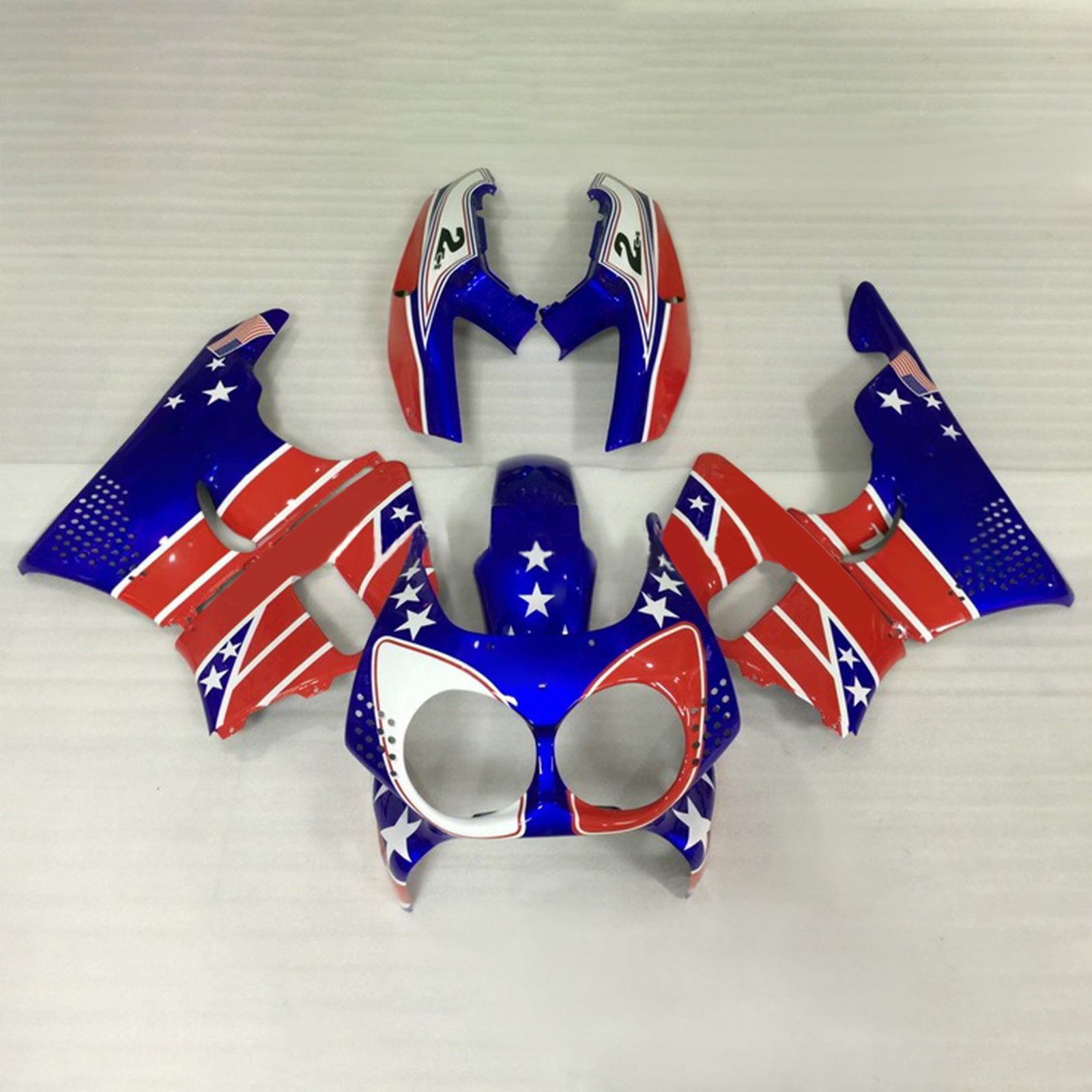 Amotopart 1992-1993 Honda CBR900RR 893 Fairing Blue & Red Castrol Kit