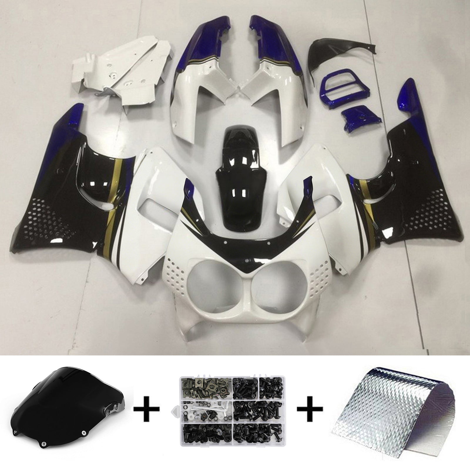 Amotopart 1992-1993 Honda CBR900RR 893 Fairing White&Black Kit