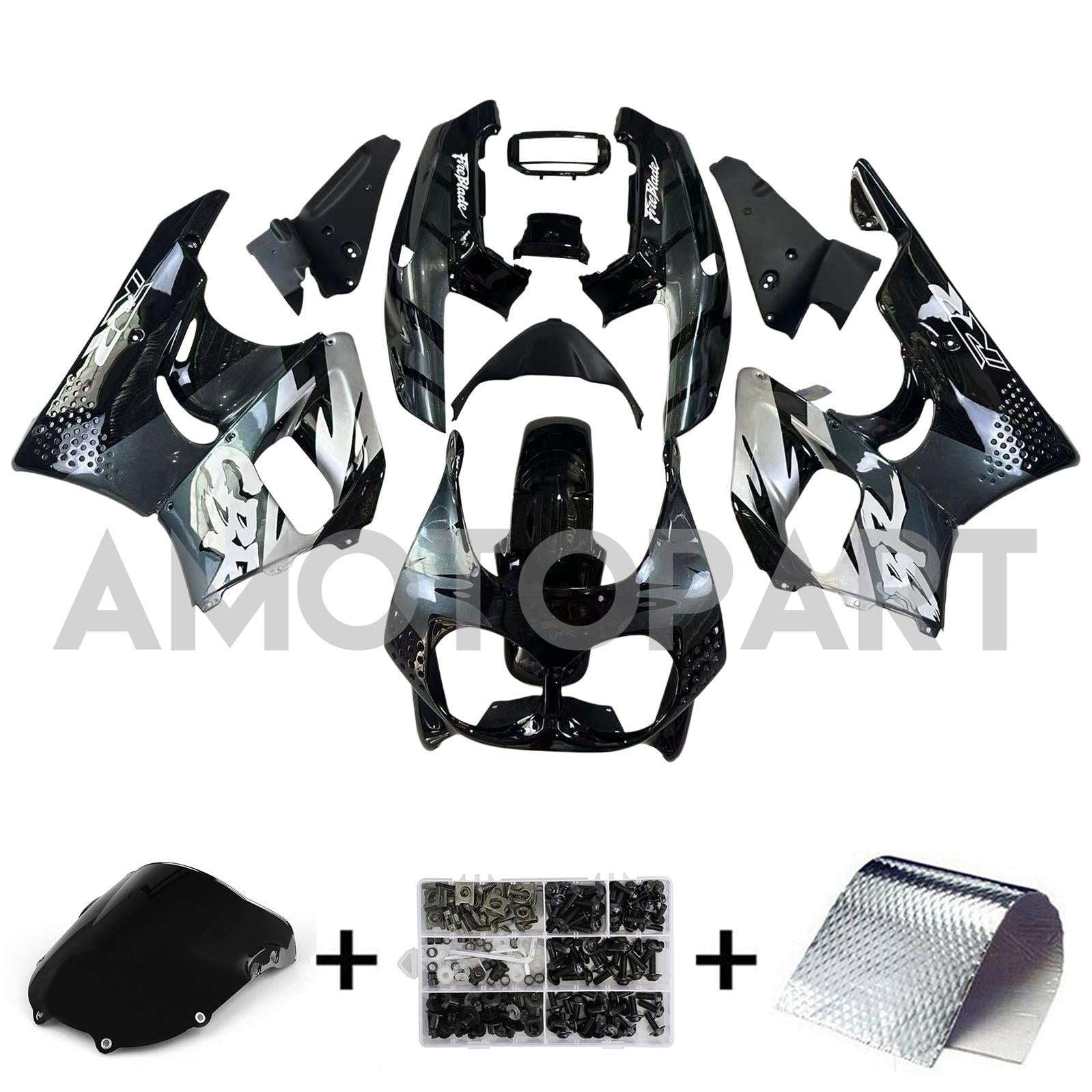 Amotopart 1992-1993 Honda CBR900RR 893 Fairing Black&Grey Kit