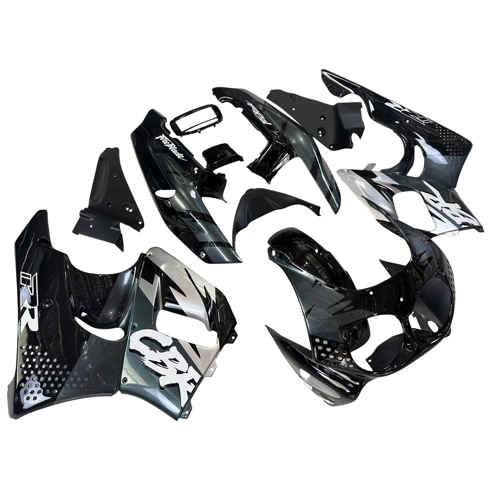 Amotopart 1992-1993 Honda CBR900RR 893 Kit de carénage noir et gris