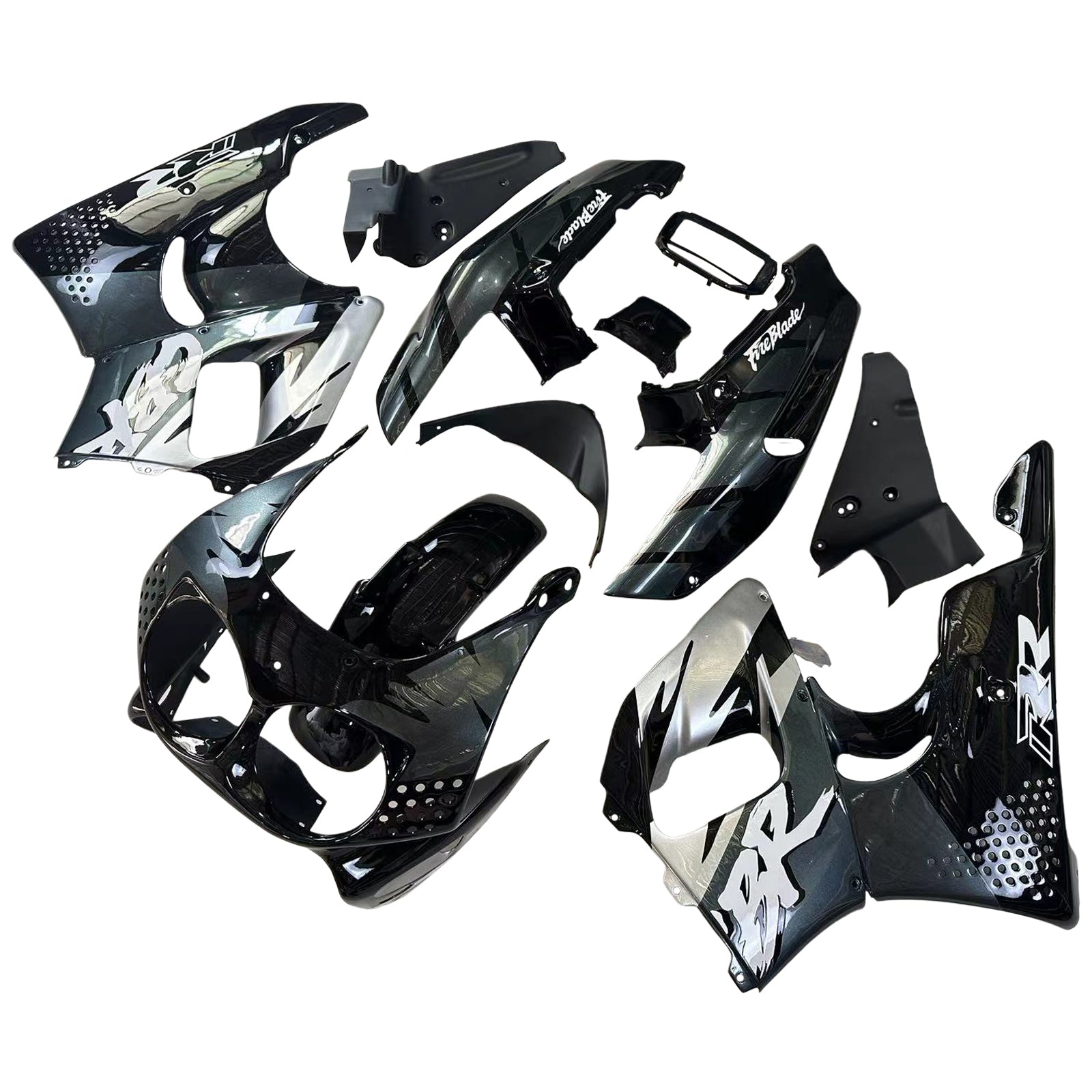 Amotopart 1992–1993 Honda CBR900RR 893 Verkleidungsset in Schwarz und Grau