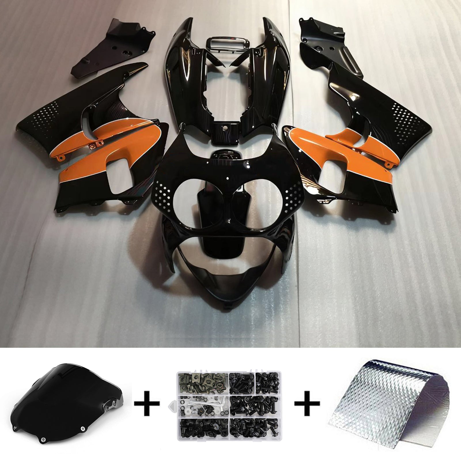 Amotopart 1992-1993 Honda CBR900RR 893 Fairing Orange & Black Kit