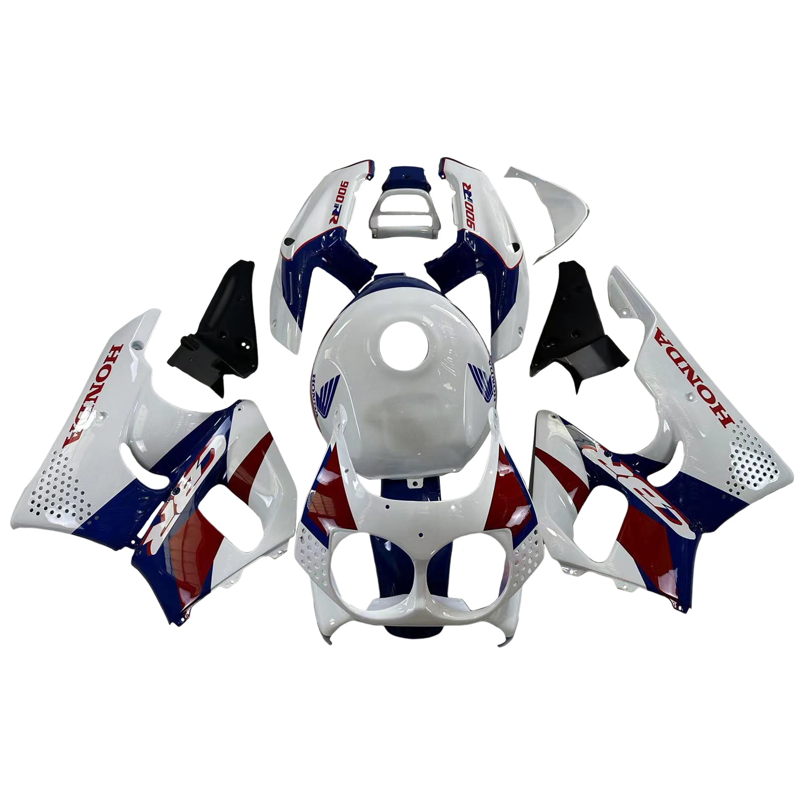 Amotopart 1992-1993 Honda CBR900RR 893 Kit de carenado blanco azul