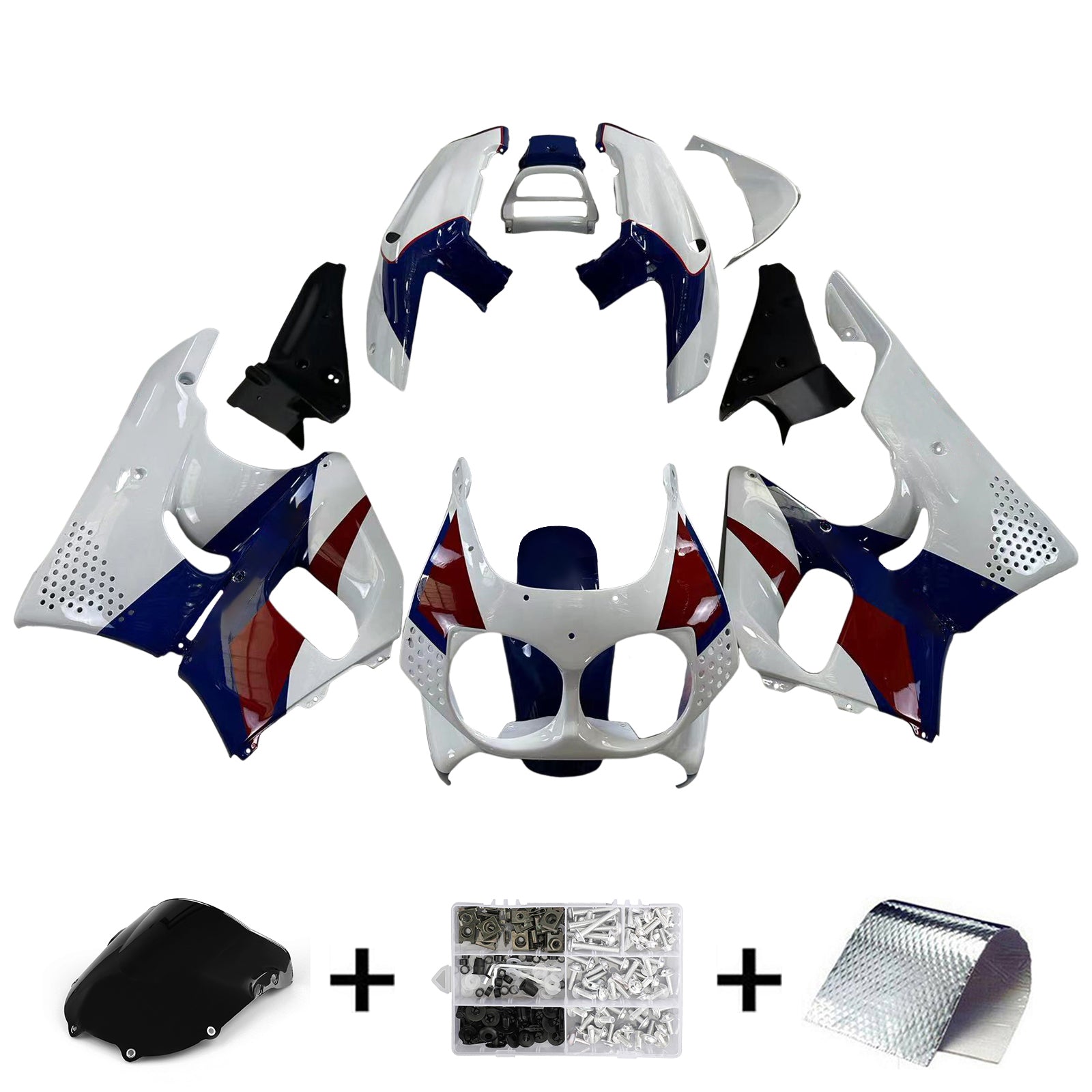 Amotopart 1992-1993 Honda CBR900RR 893 Kit bleu blanc de carénage