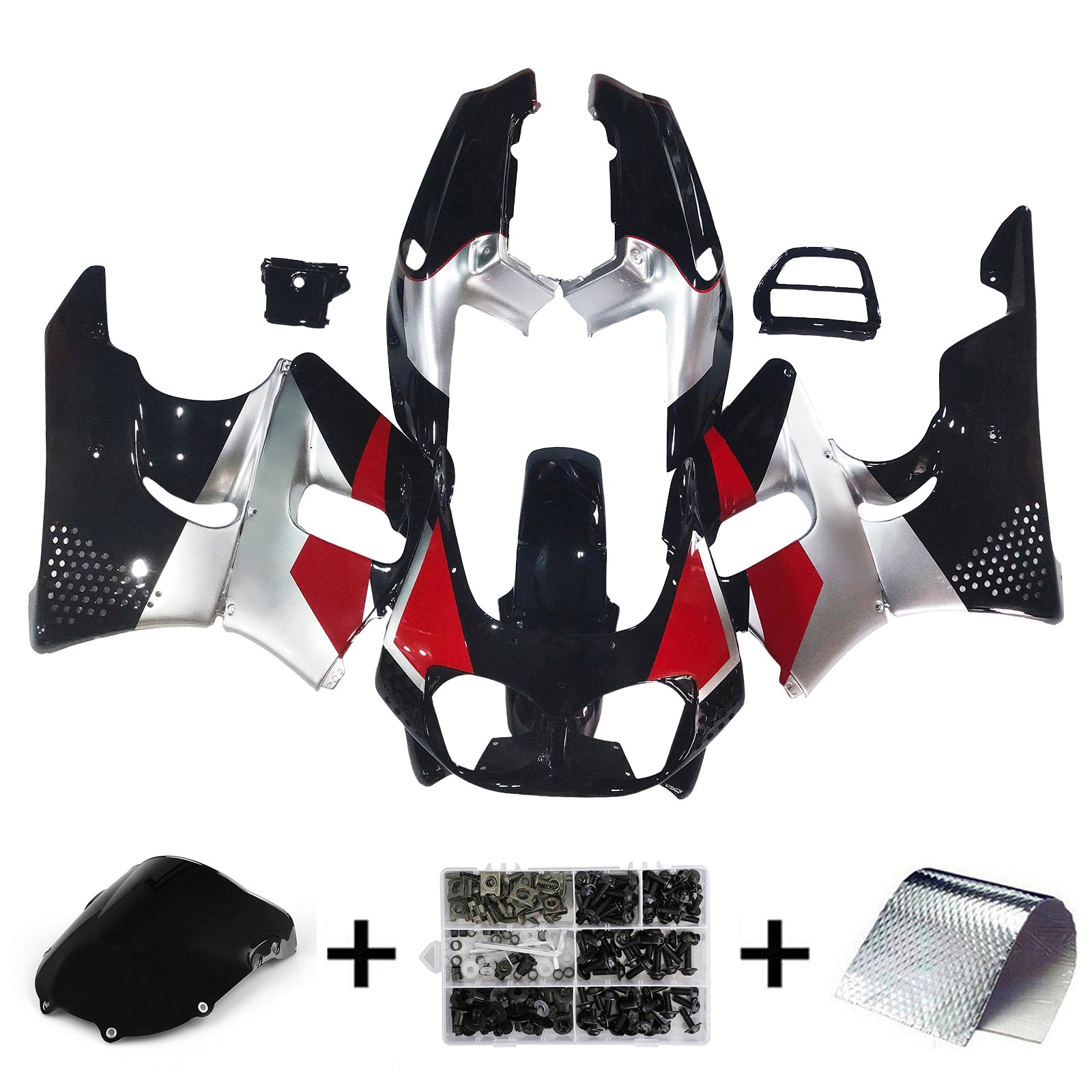 AMOTOPART 1992-1993 Honda CBR900RR 893 FAIRING BLACK & SLIVER KIT