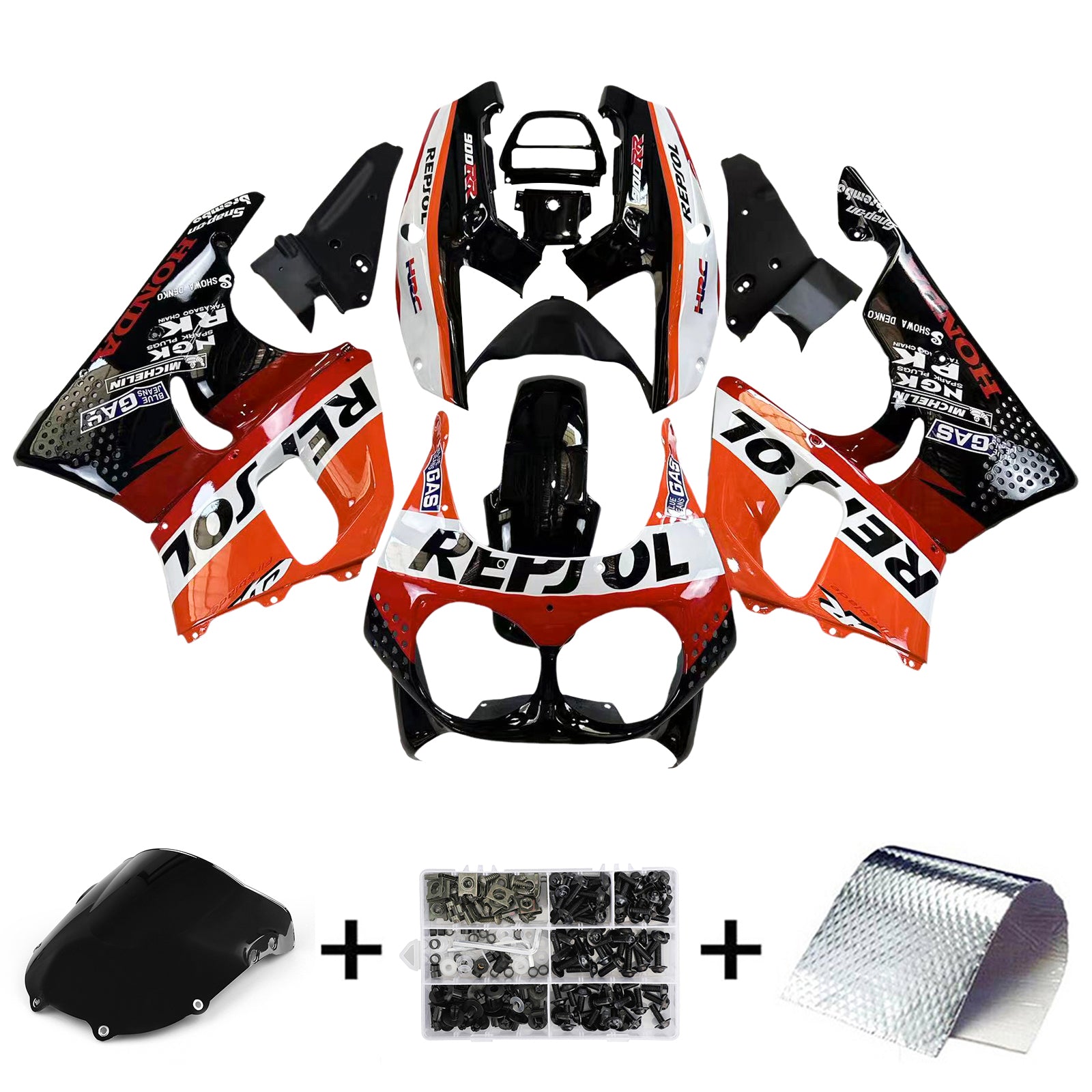 Amotopart 1992-1993 Honda CBR900RR 893 Fairing Red&Orange Repjol Kit