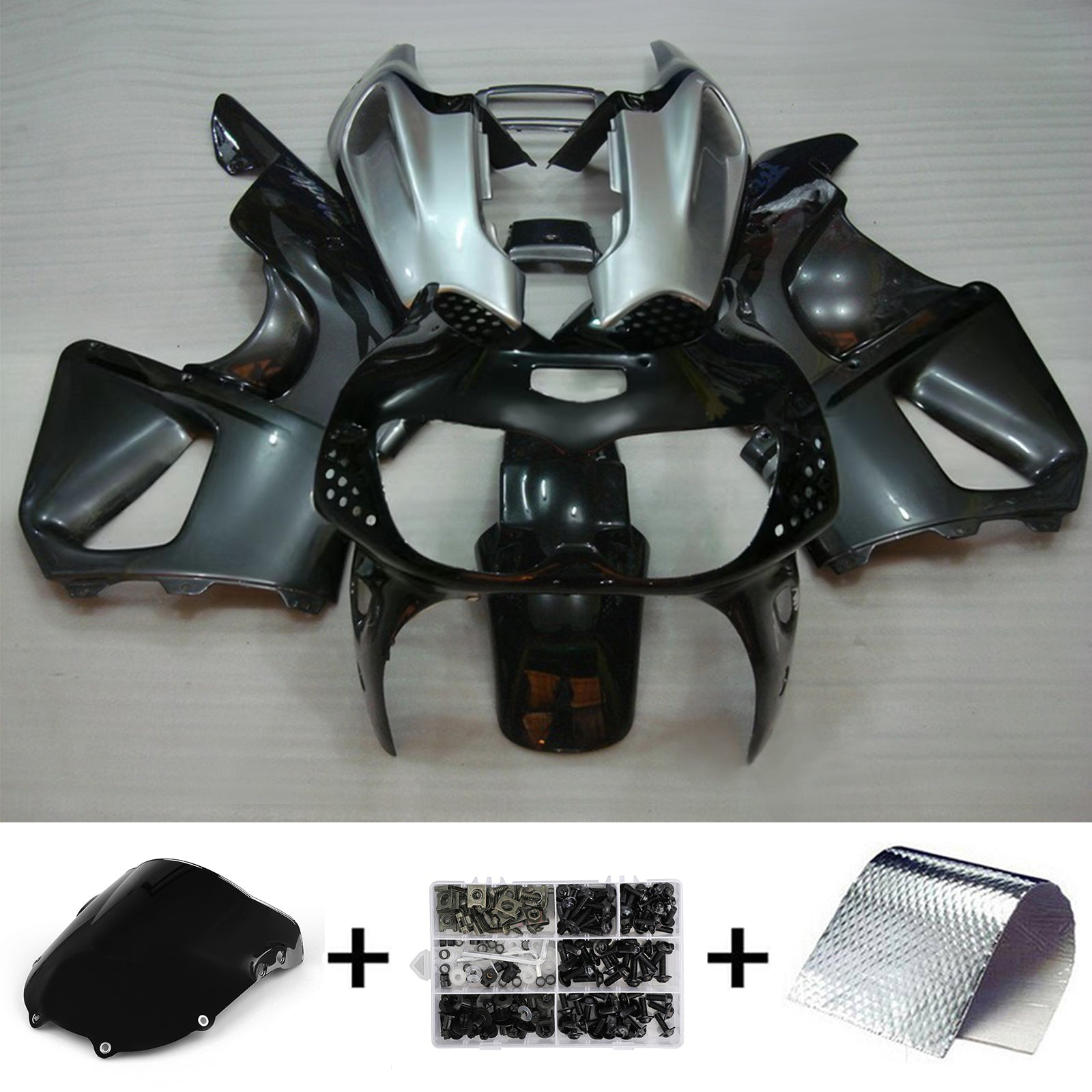 Amotopart 1994-1995 Honda CBR900RR 893 Kit carenatura nero e grigio