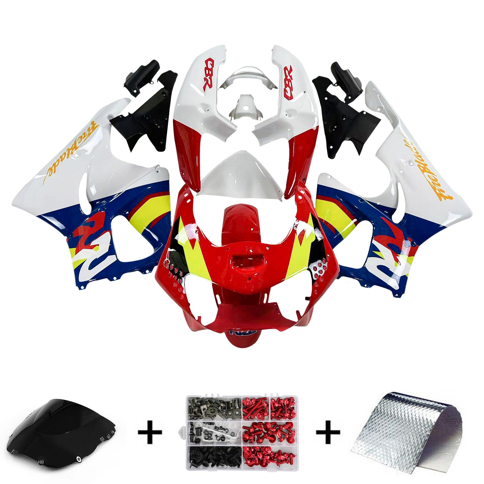 Amotopart 1998-1999 Honda CBR900RR 919 Kit de carénage bleu et rouge