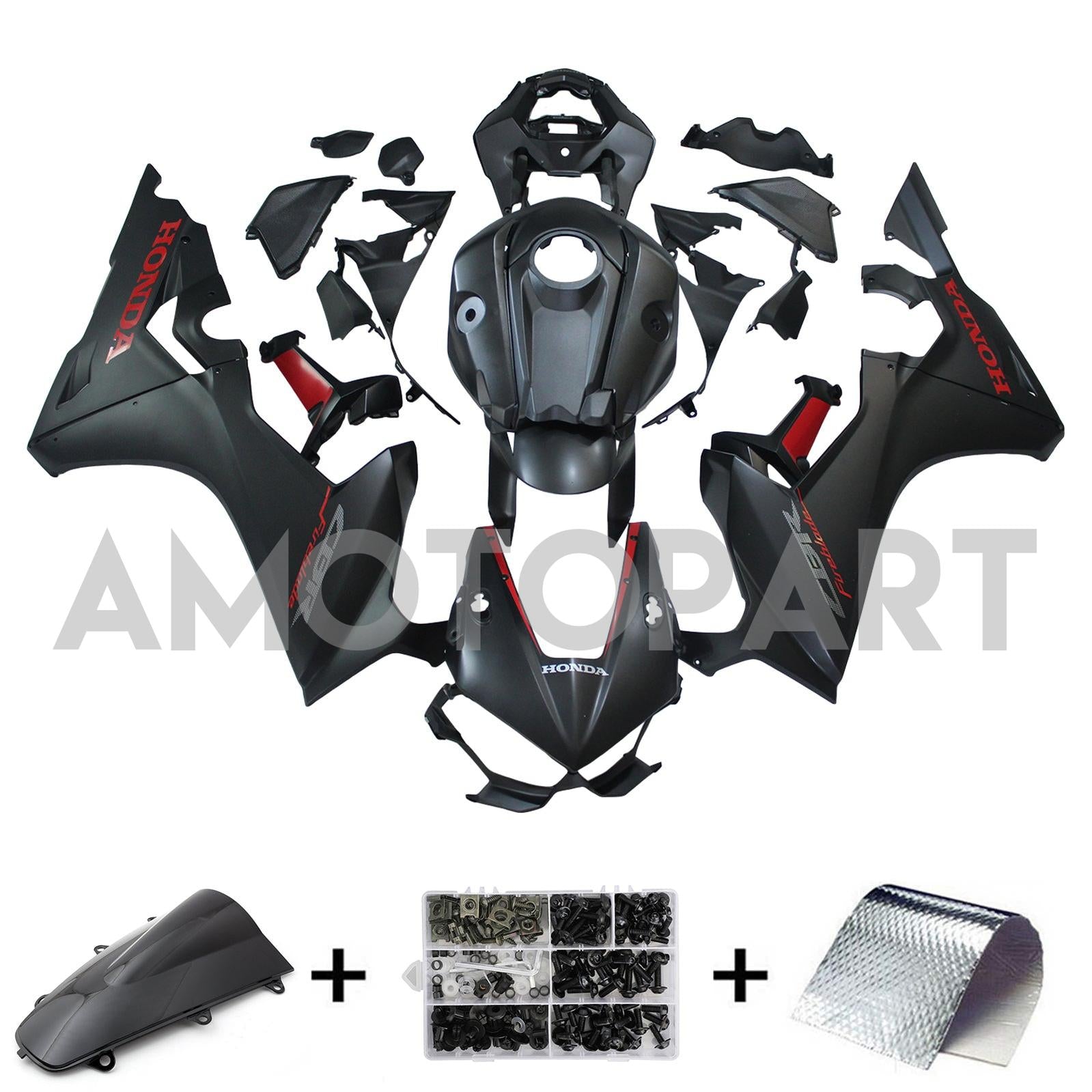 Amotopart 2017-2023 Honda CBR1000RR Carena Nero Opaco Style1 Kit