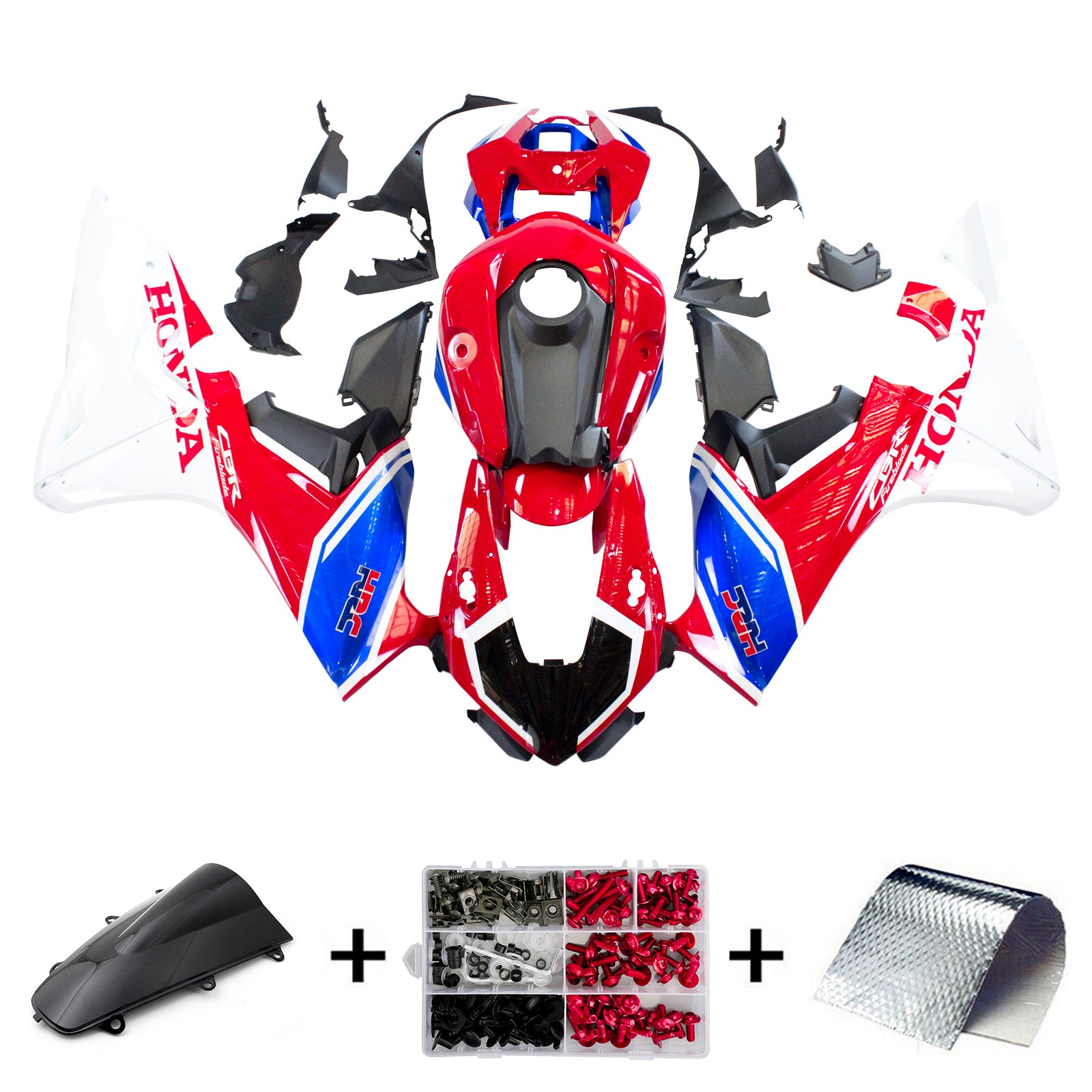 Amotopart 2017-2023 Honda CBR1000RR Kit de carenado rojo y blanco Style2