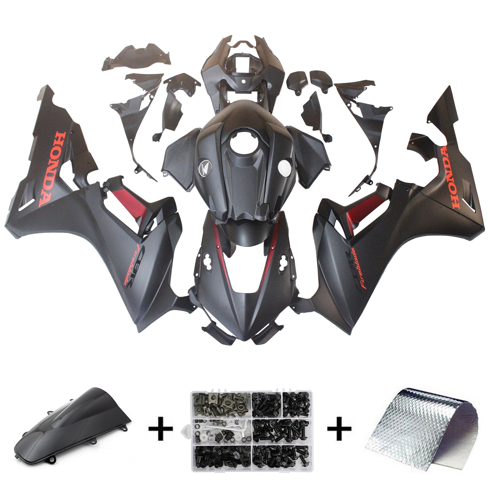 Amotopart 2017-2023 Kit carena Honda CBR1000RR nero opaco Style2