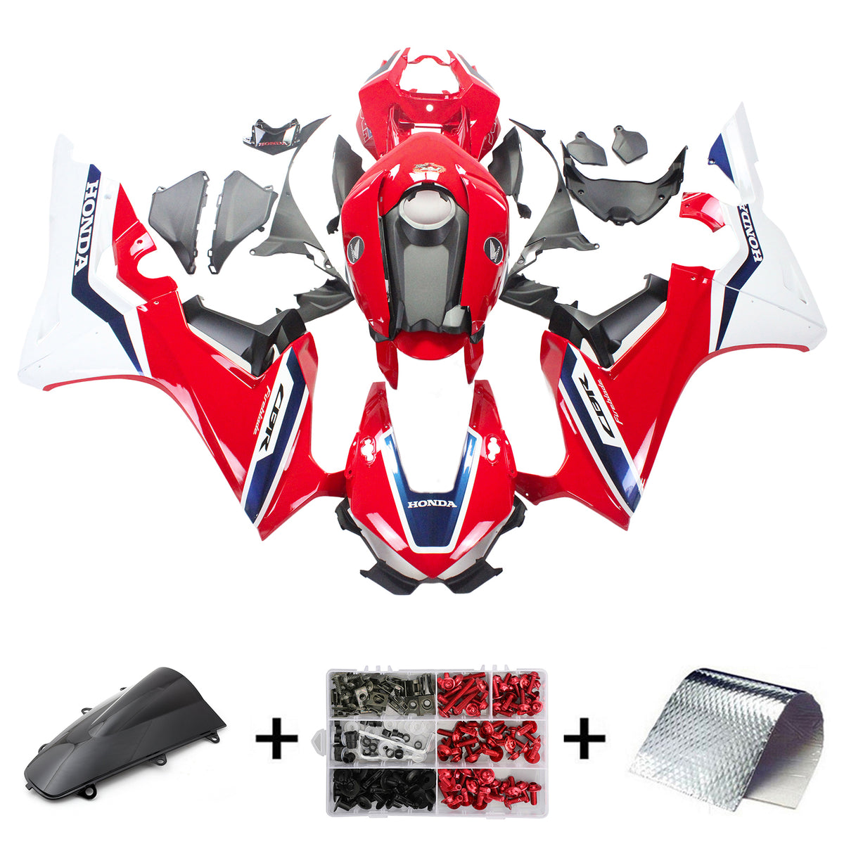 Amotopart 2017–2023 Honda CBR1000RR Verkleidung Rot-Weiß Style4 Kit